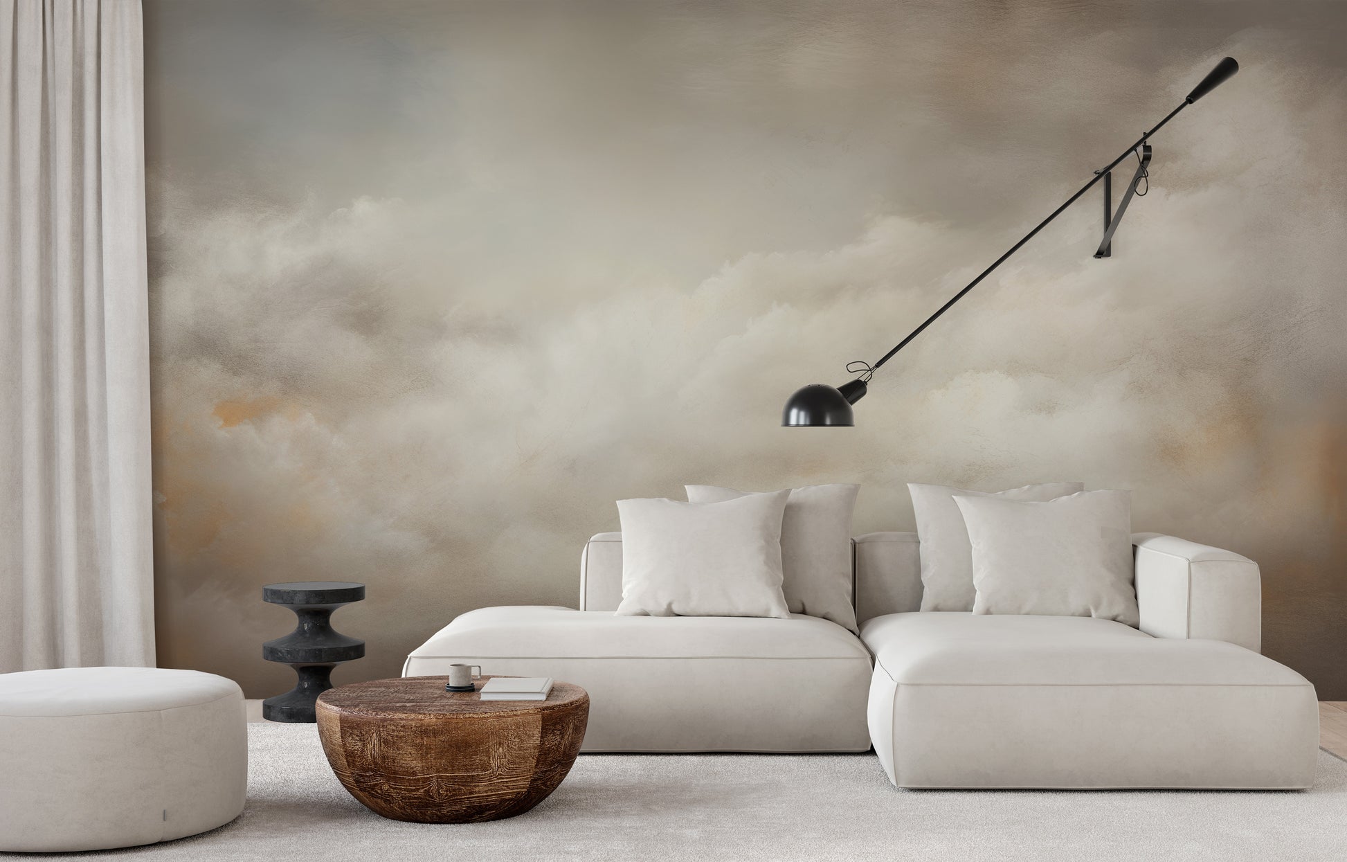 Wzór fototapety malowanej o nazwie CLOUDS OF SERENITY CANVAS pokazanej w aranżacji wnętrza.