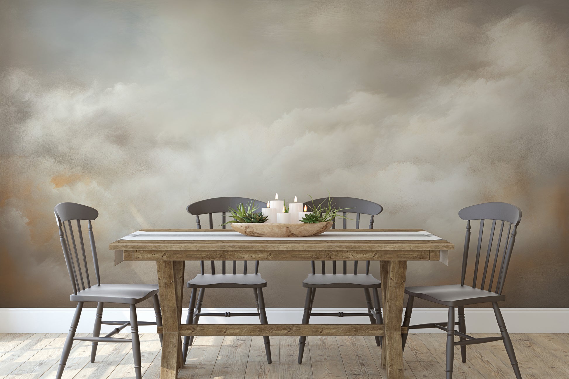 Fototapeta artystyczna o nazwie CLOUDS OF SERENITY CANVAS pokazana w aranżacji wnętrza.