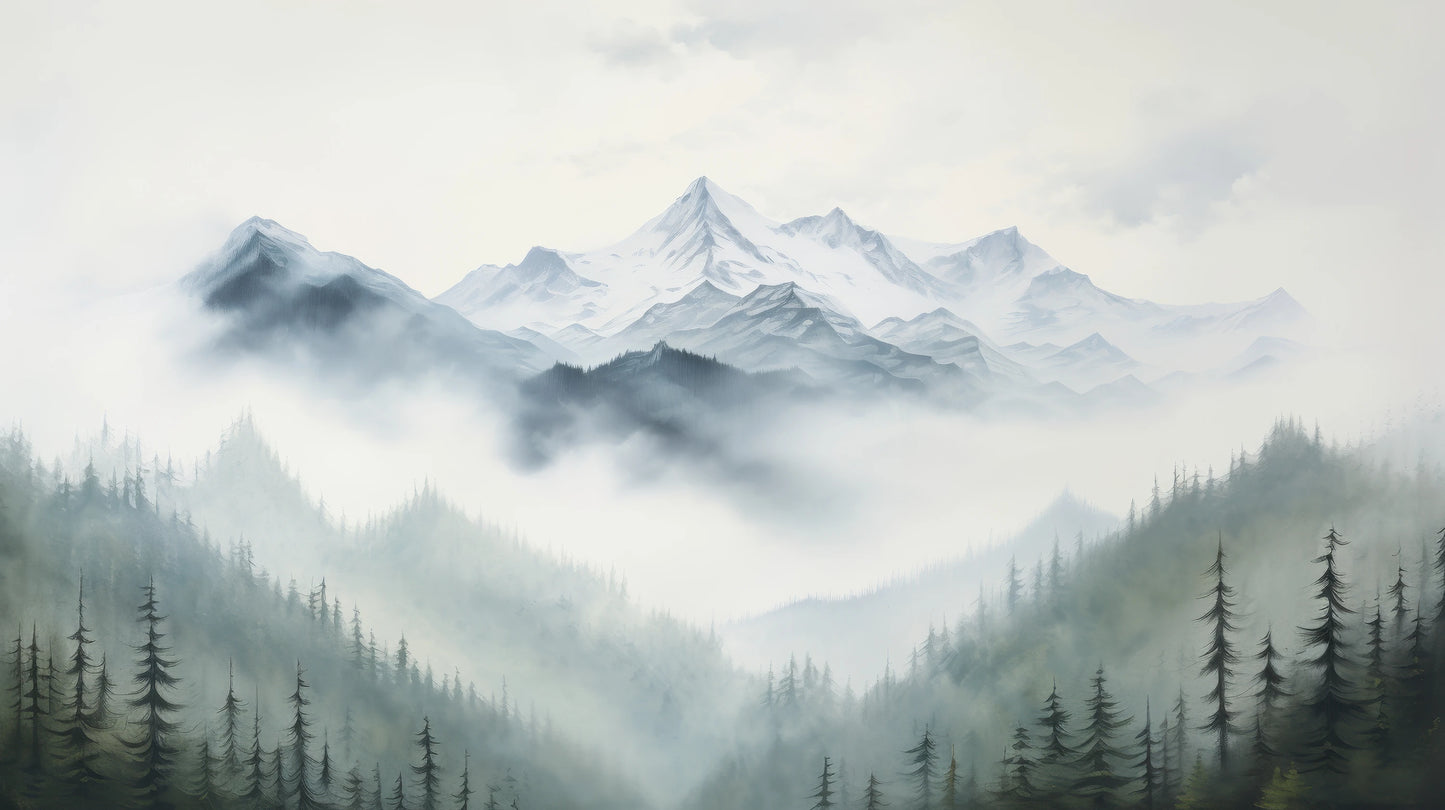 Prezentacja całego wzoru fototapety o nazwie Misty Mountain