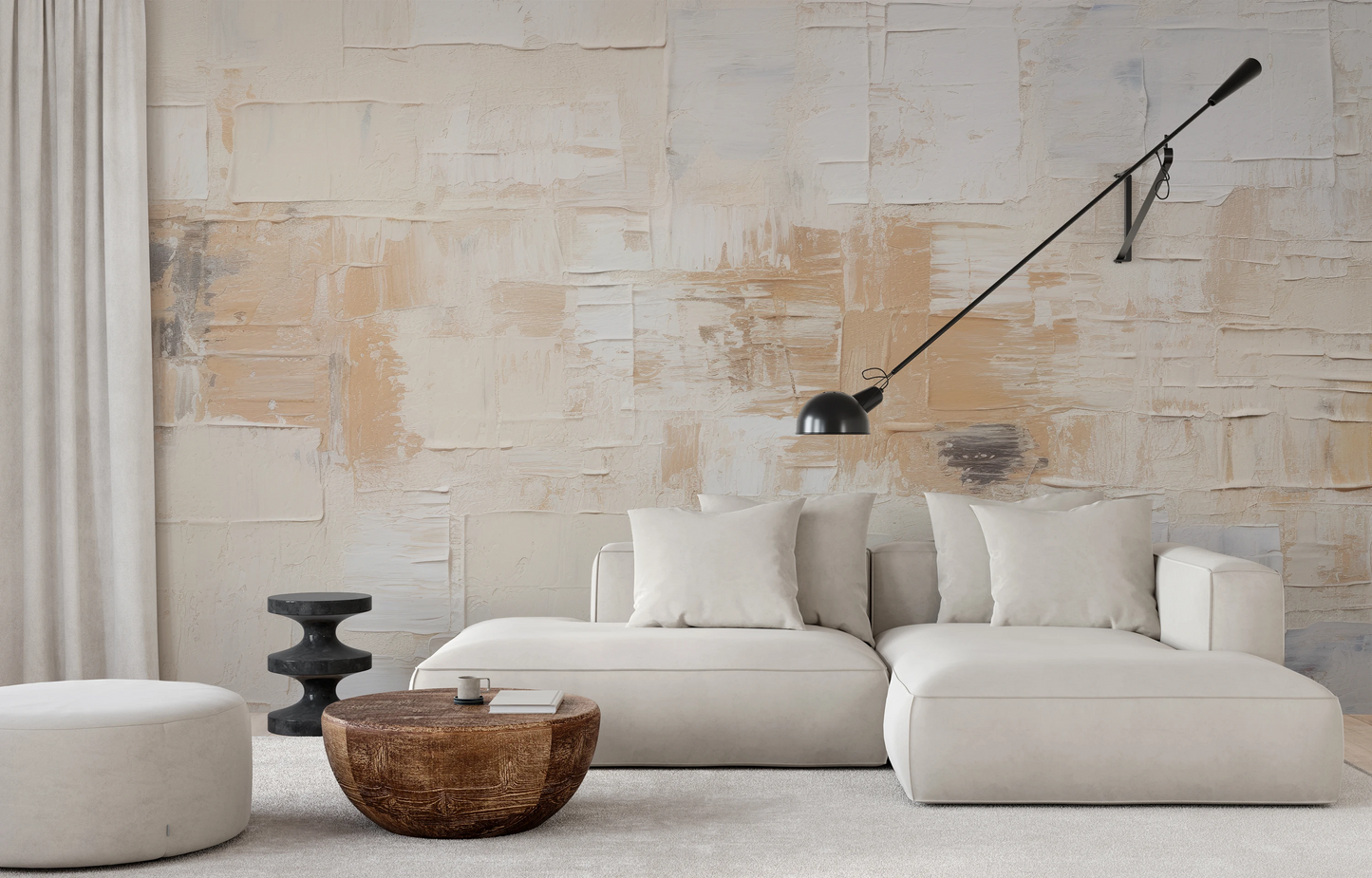 Zdjęcie prezentuje aranżację wnętrza z użyciem fototapety o nazwie Textured Canvas pokazanej w aranżacji wnętrza.