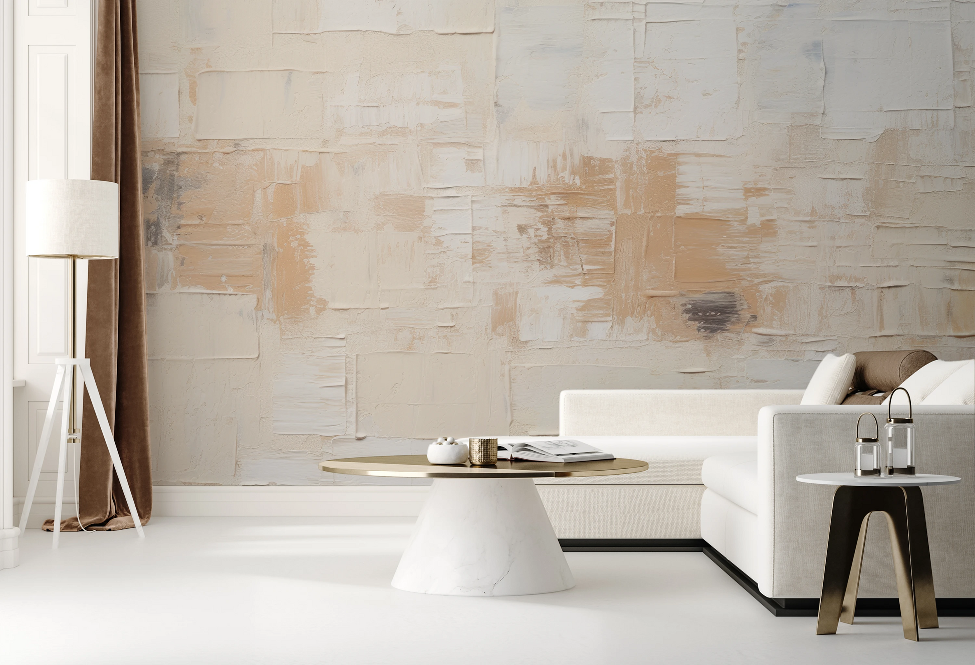 Wzór fototapety artystycznej o nazwie Textured Canvas pokazanej w aranżacji wnętrza.