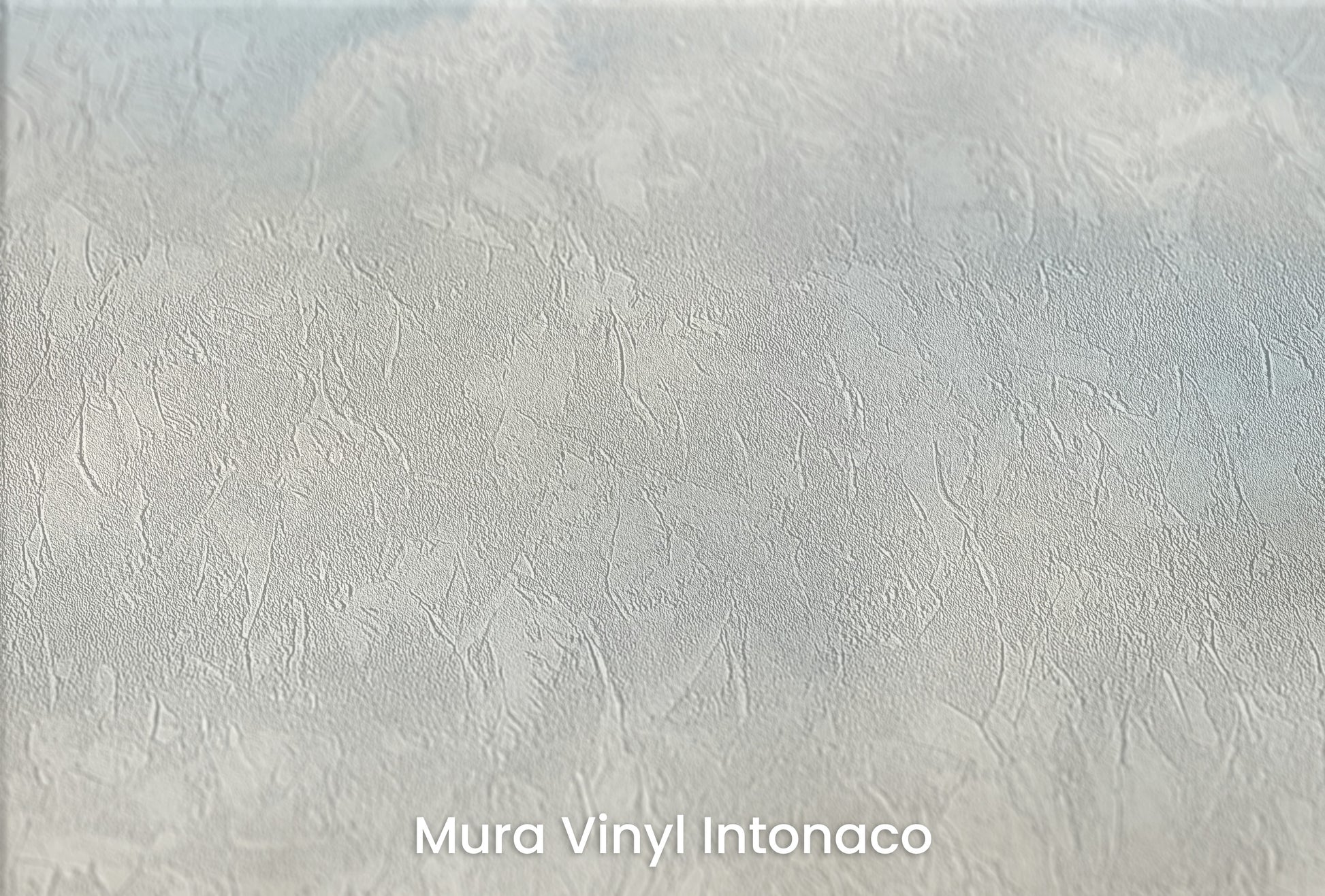 Zbliżenie na artystyczną fototapetę o nazwie HEAVENLY BLUE SERENITY CANVAS na podłożu Mura Vinyl Intonaco - struktura tartego tynku.