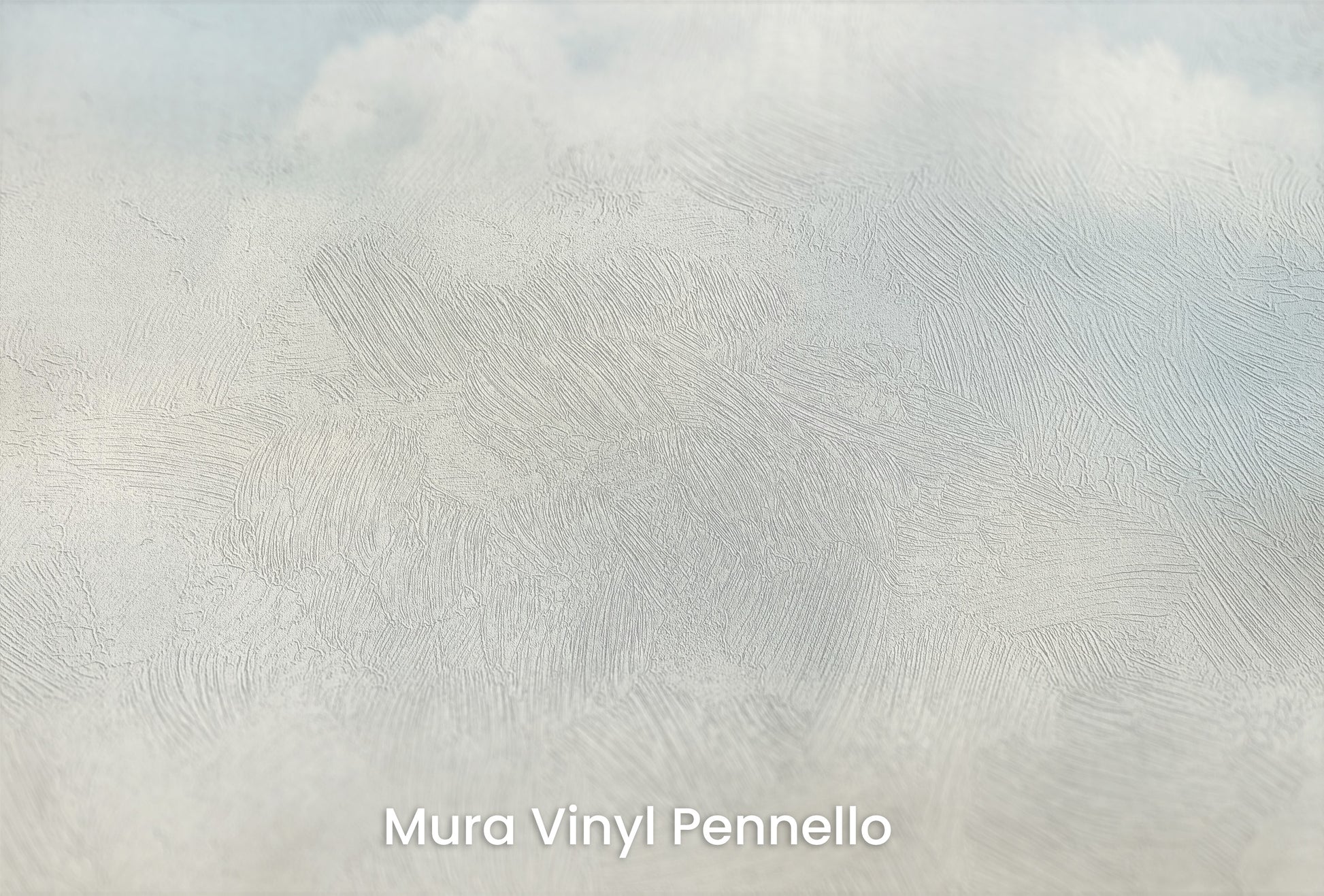 Zbliżenie na artystyczną fototapetę o nazwie HEAVENLY BLUE SERENITY CANVAS na podłożu Mura Vinyl Pennello - faktura pociągnięć pędzla malarskiego.