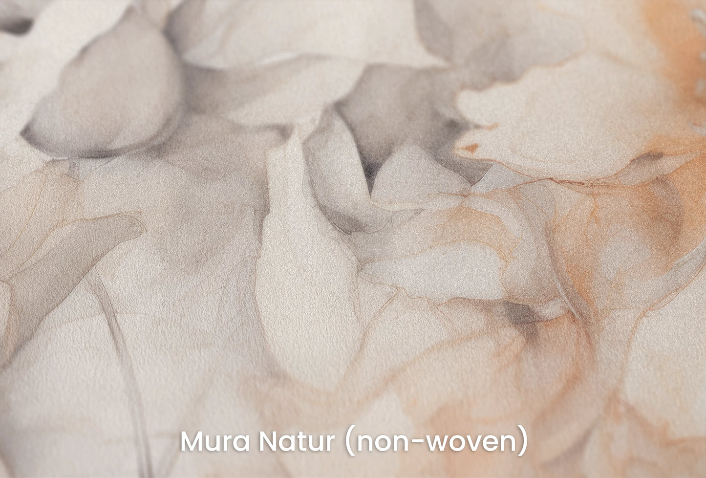 Zbliżenie na artystyczną fototapetę o nazwie Neutral Florals na podłożu Mura Natur (non-woven) - naturalne i ekologiczne podłoże.
