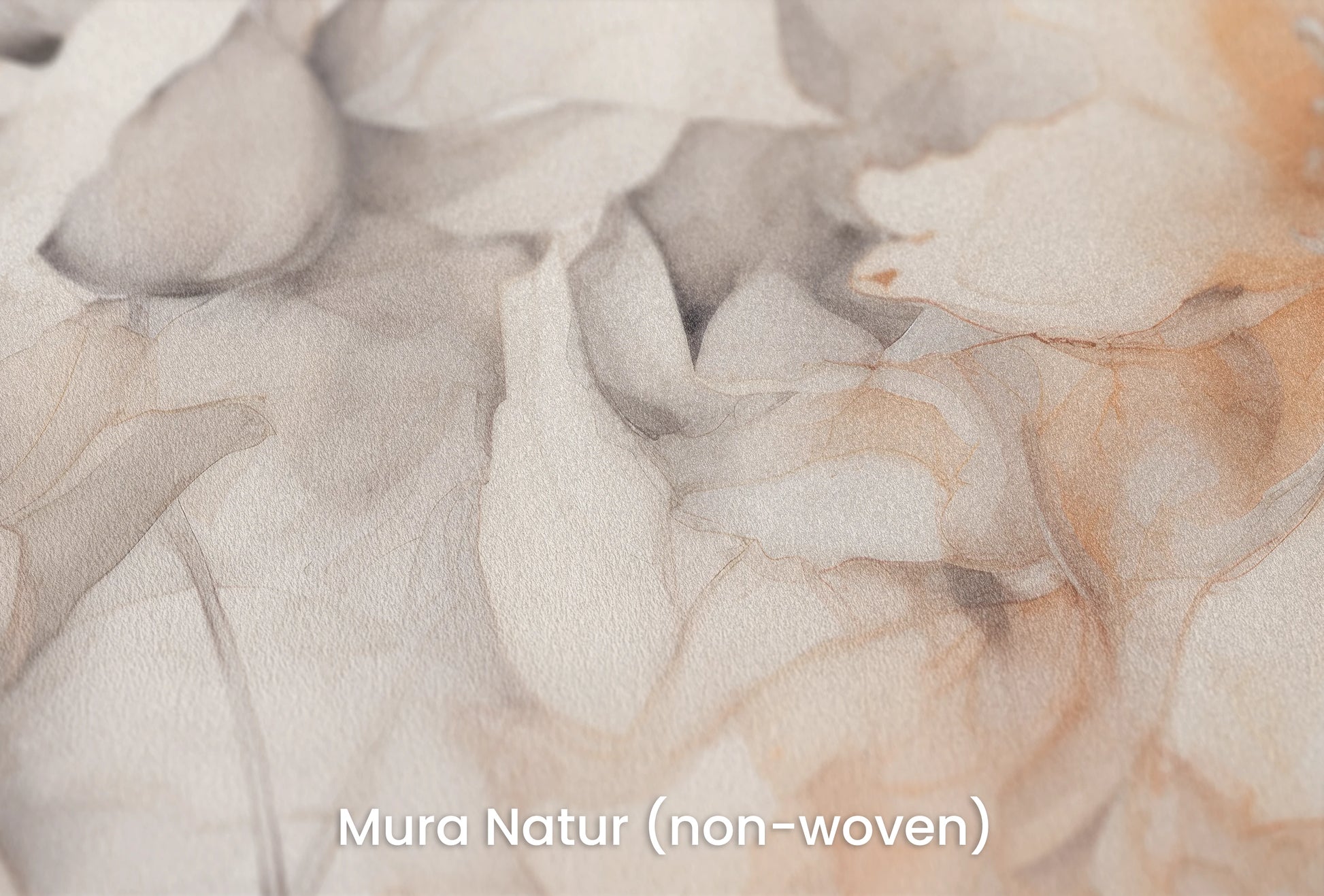 Zbliżenie na artystyczną fototapetę o nazwie Neutral Florals na podłożu Mura Natur (non-woven) - naturalne i ekologiczne podłoże.