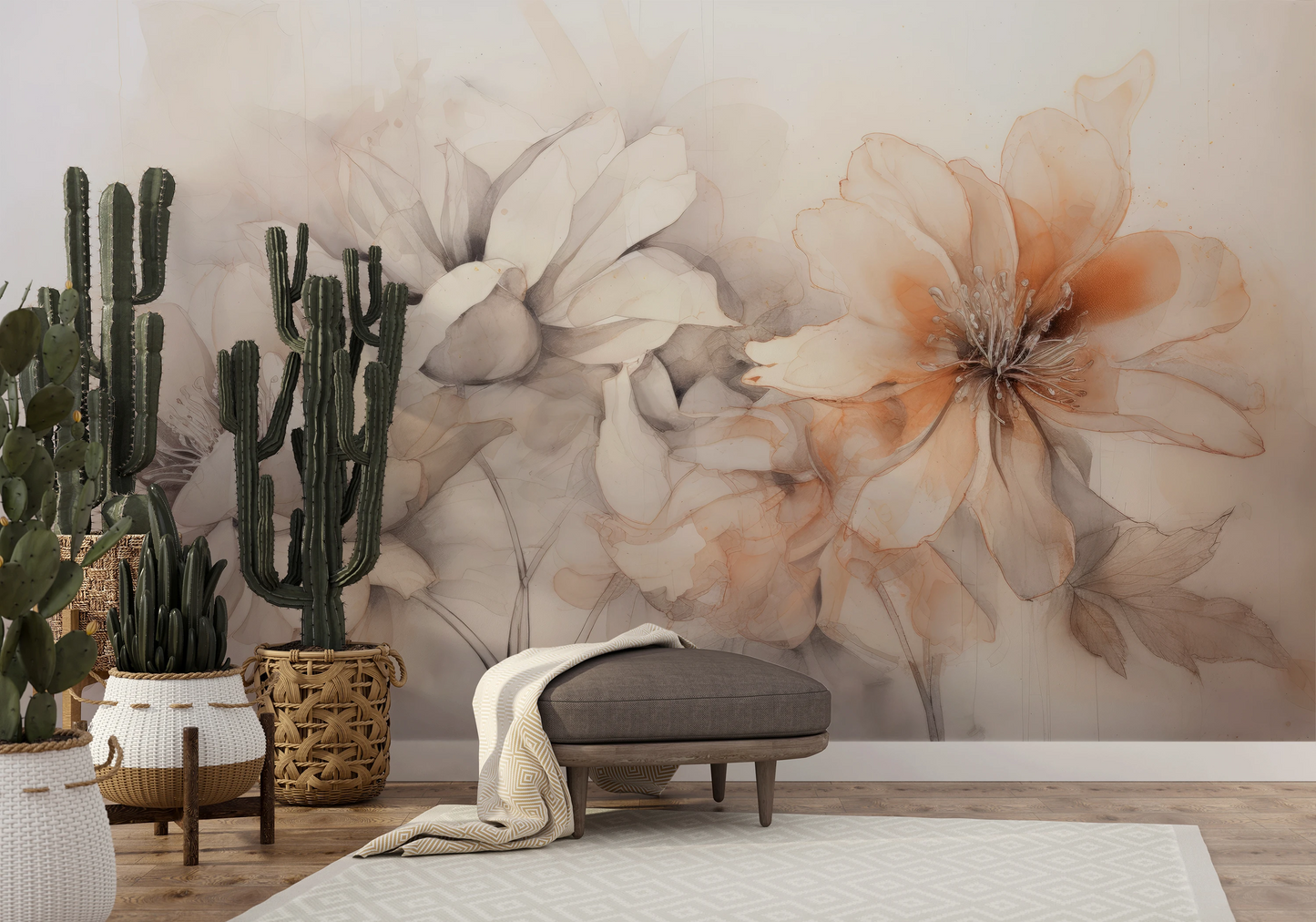 Fototapeta o nazwie Neutral Florals użyta w aranzacji wnętrza.
