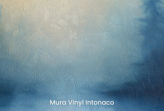 Zbliżenie na artystyczną fototapetę o nazwie Głębia Zmierzchu na podłożu Mura Vinyl Intonaco - struktura tartego tynku.