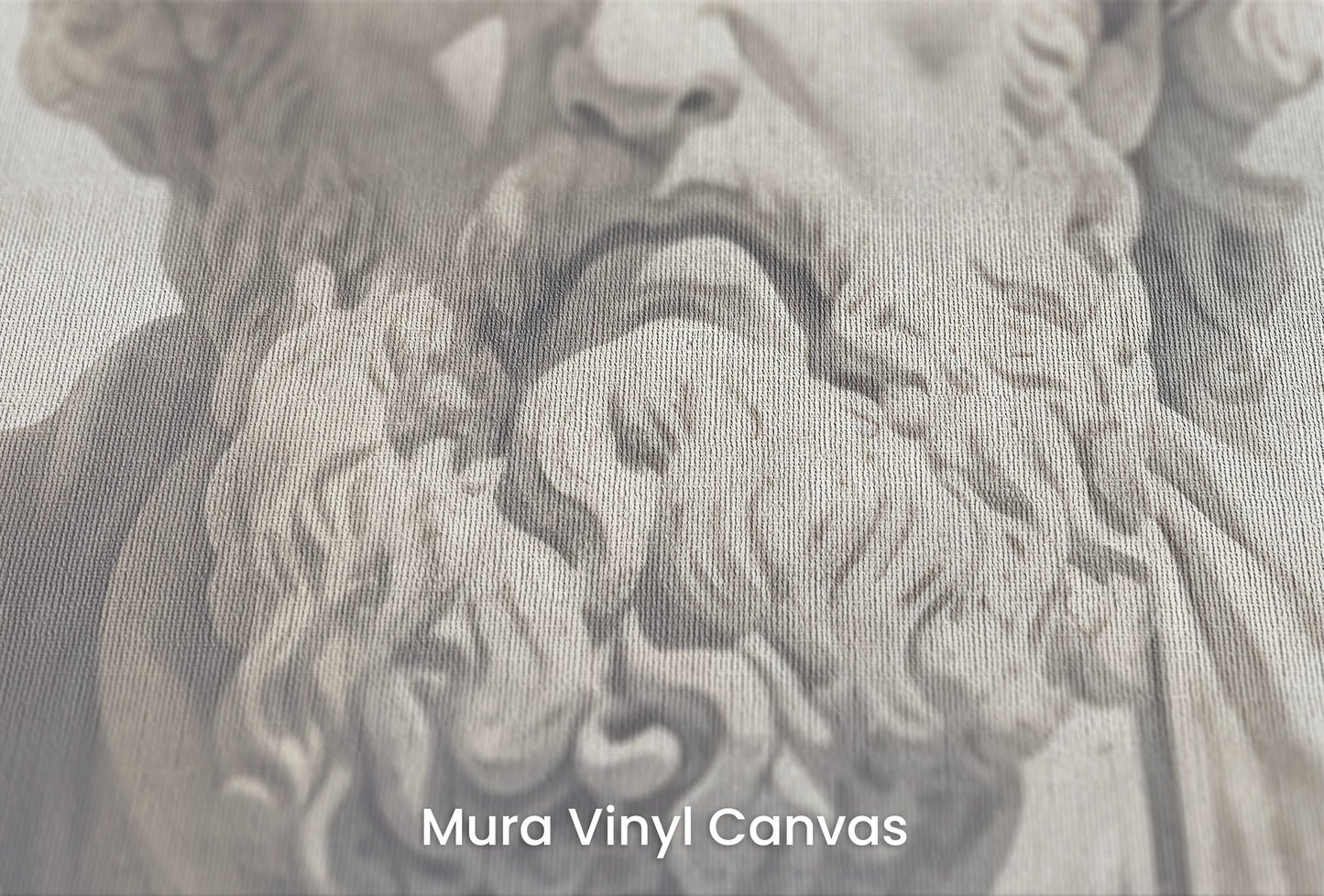 Zbliżenie na artystyczną fototapetę o nazwie Stoic Wisdom na podłożu Mura Vinyl Canvas - faktura naturalnego płótna.