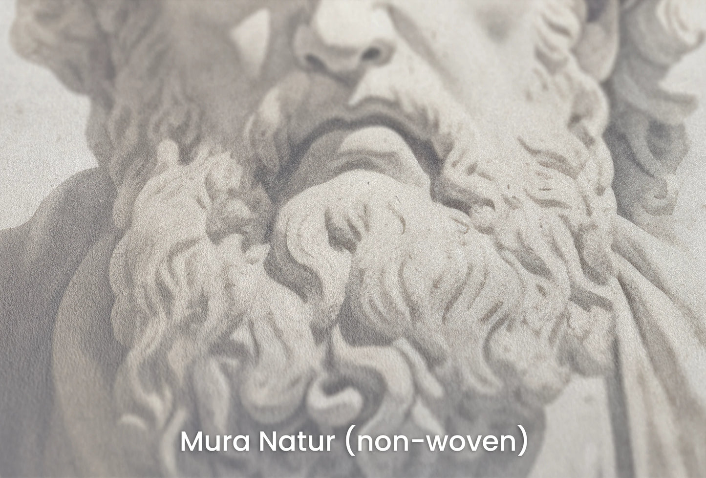 Zbliżenie na artystyczną fototapetę o nazwie Stoic Wisdom na podłożu Mura Natur (non-woven) - naturalne i ekologiczne podłoże.