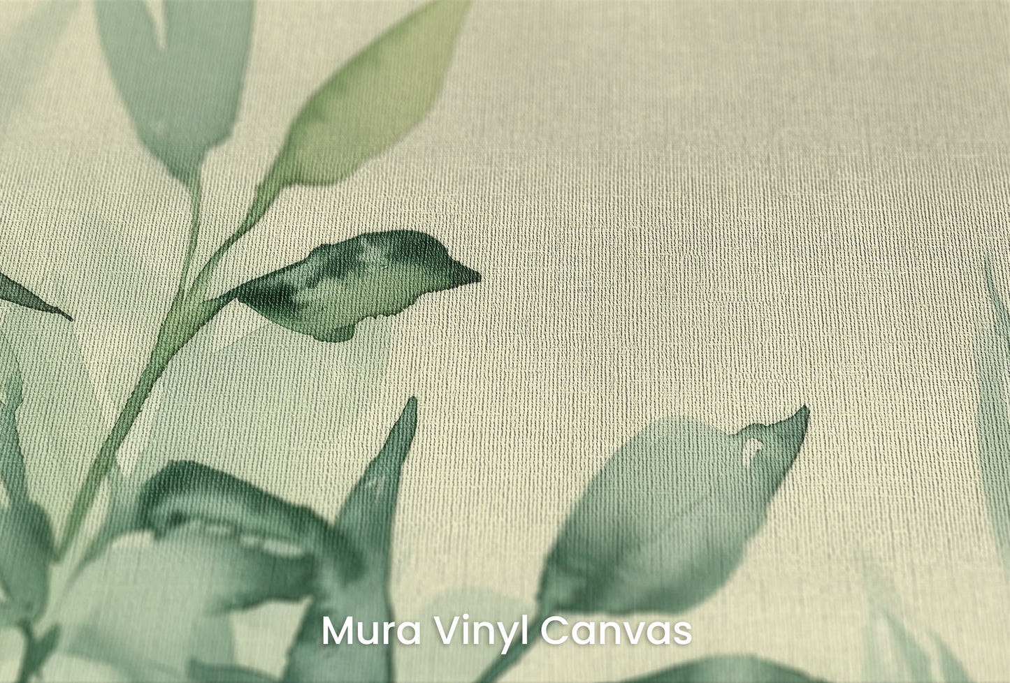 Zbliżenie na artystyczną fototapetę o nazwie Gentle Foliage na podłożu Mura Vinyl Canvas - faktura naturalnego płótna.