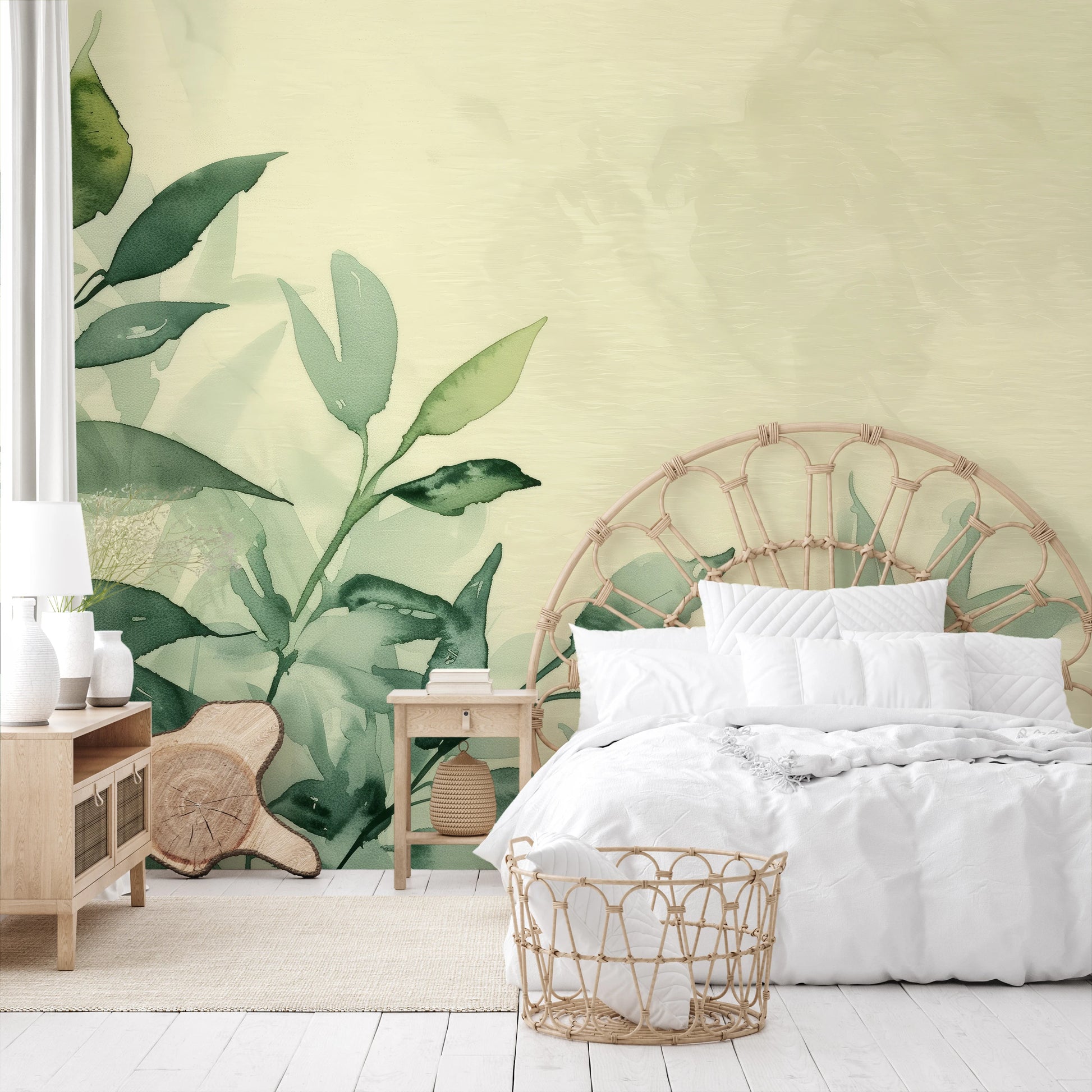Fototapeta malowana o nazwie Gentle Foliage pokazana w aranżacji wnętrza.