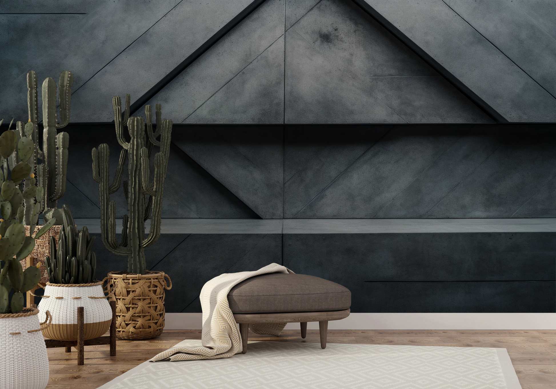 Wzór fototapety o nazwie Urban Angles pokazanej w kontekście pomieszczenia.