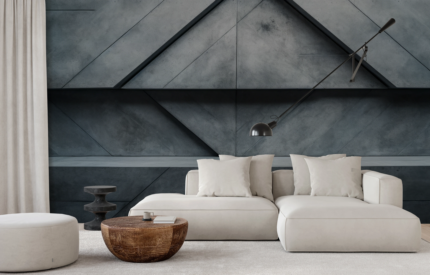 Zdjęcie prezentuje aranżację wnętrza z użyciem fototapety o nazwie Urban Angles pokazanej w aranżacji wnętrza.