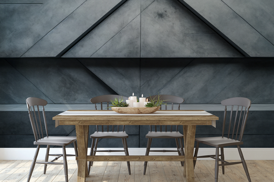 Wzór fototapety artystycznej o nazwie Urban Angles pokazanej w aranżacji wnętrza.