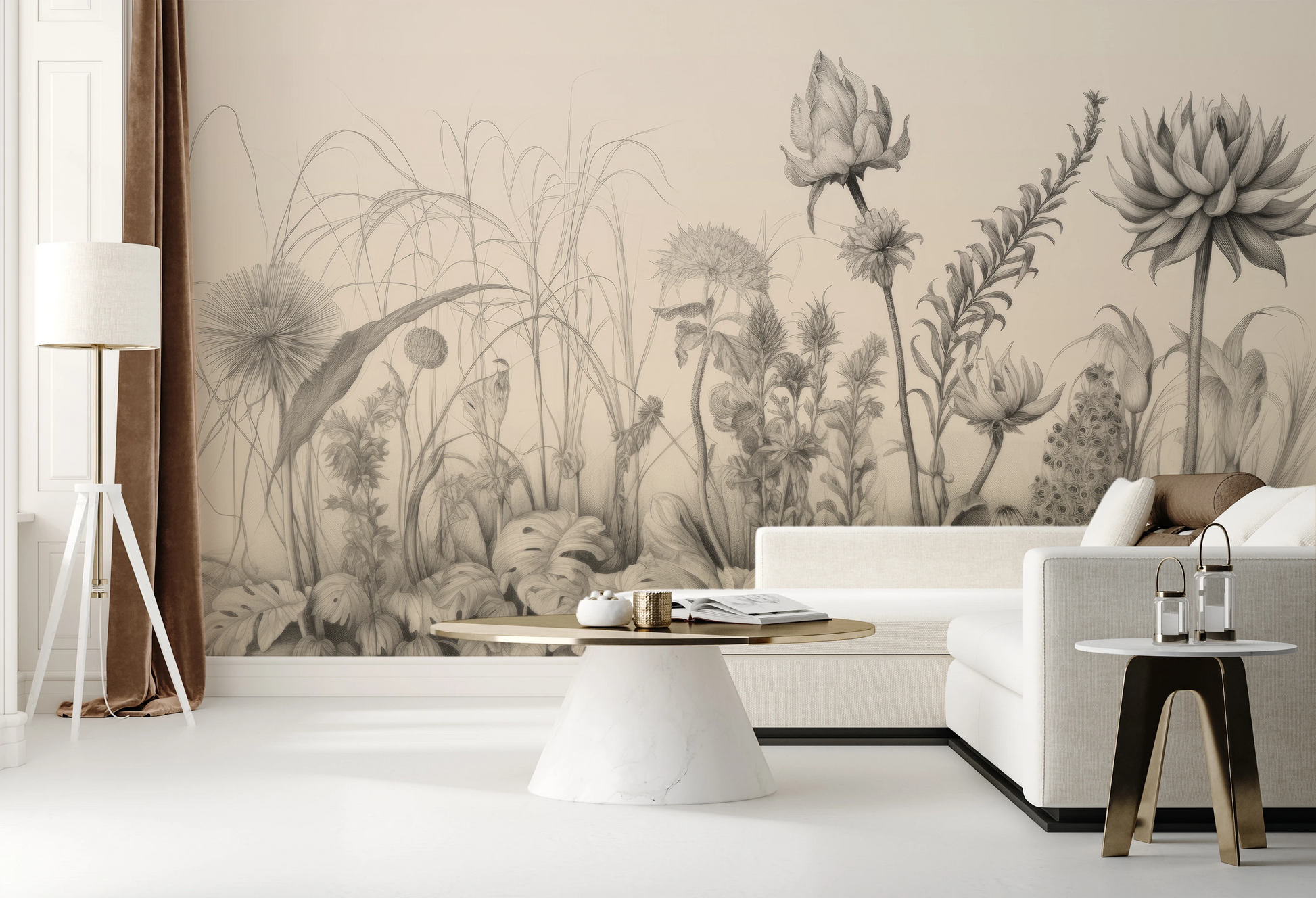 Fototapeta o nazwie Flora in Monochrome użyta w aranzacji wnętrza.