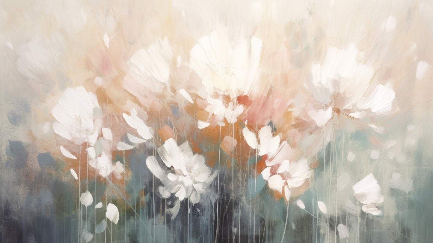 Prezentacja całego wzoru fototapety o nazwie Creamy Petal Embrace