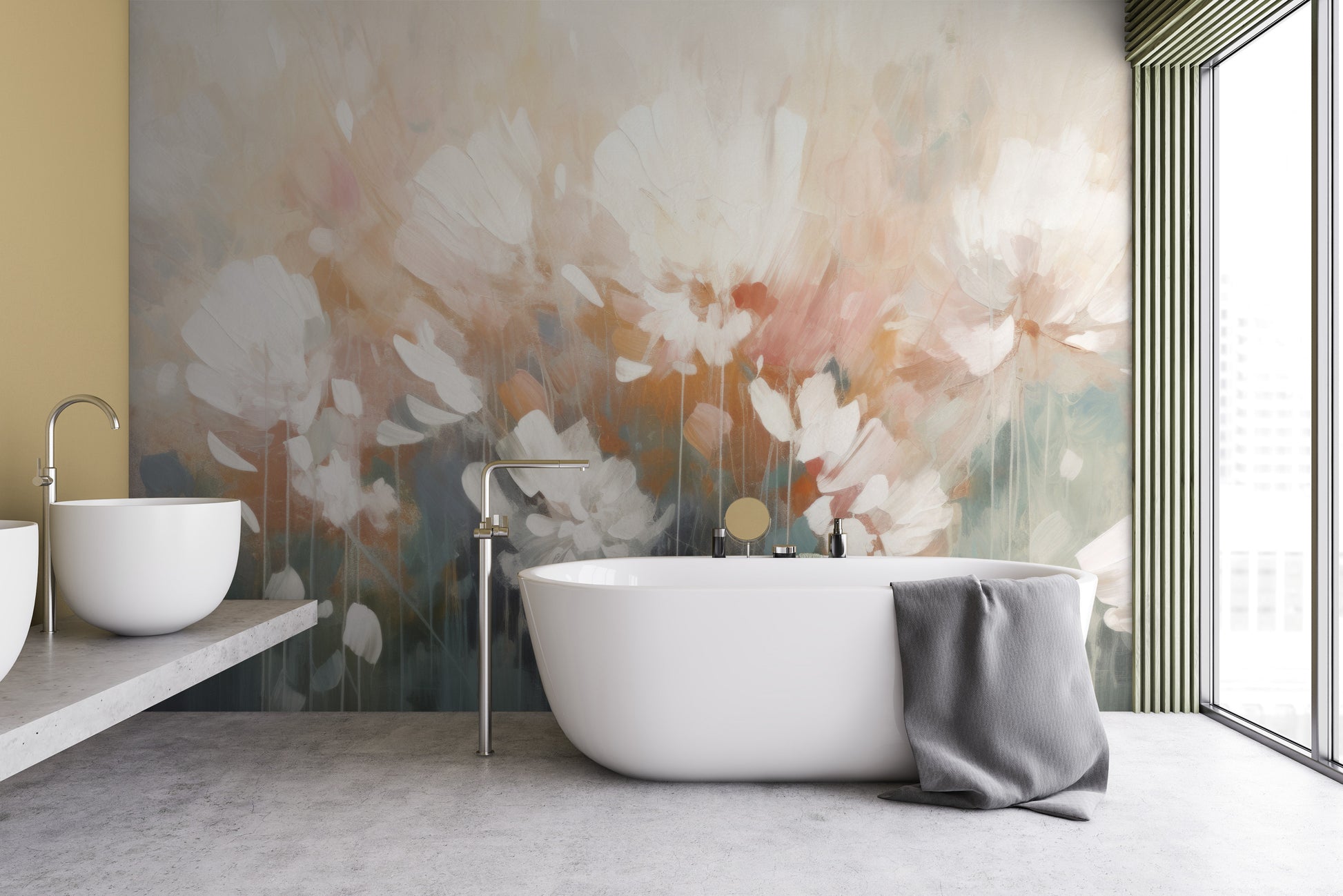 Fototapeta o nazwie Creamy Petal Embrace użyta w aranzacji wnętrza.