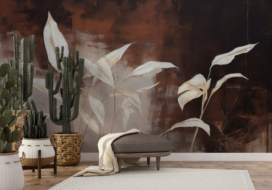 Wzór fototapety artystycznej o nazwie Serene Flora #2 pokazanej w aranżacji wnętrza.