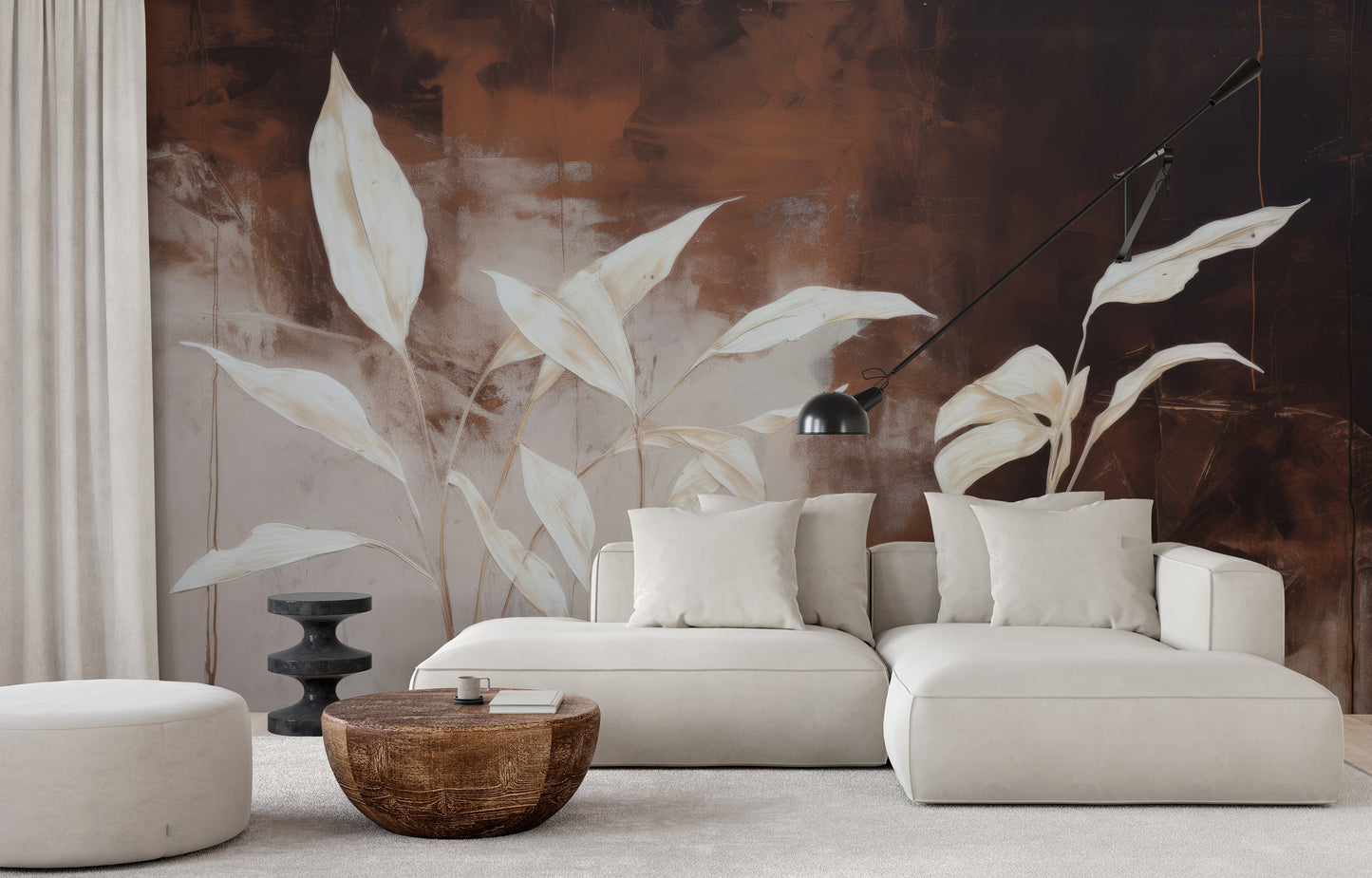 Zdjęcie prezentuje aranżację wnętrza z użyciem fototapety o nazwie Serene Flora #2 pokazanej w aranżacji wnętrza.