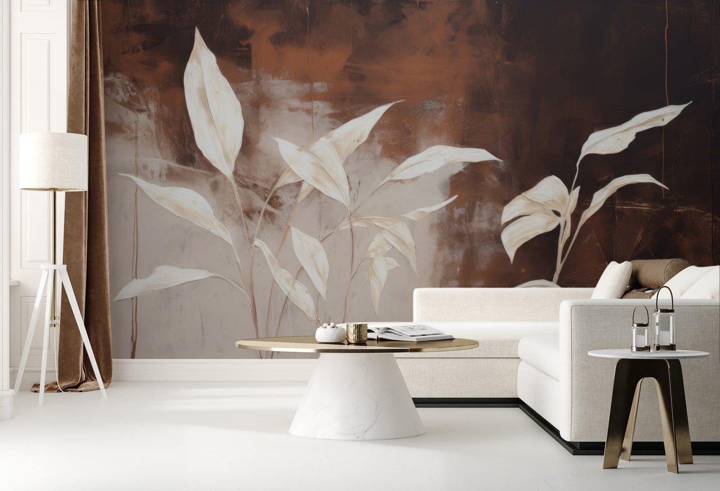 Fototapeta artystyczna o nazwie Serene Flora #2 pokazana w aranżacji wnętrza.