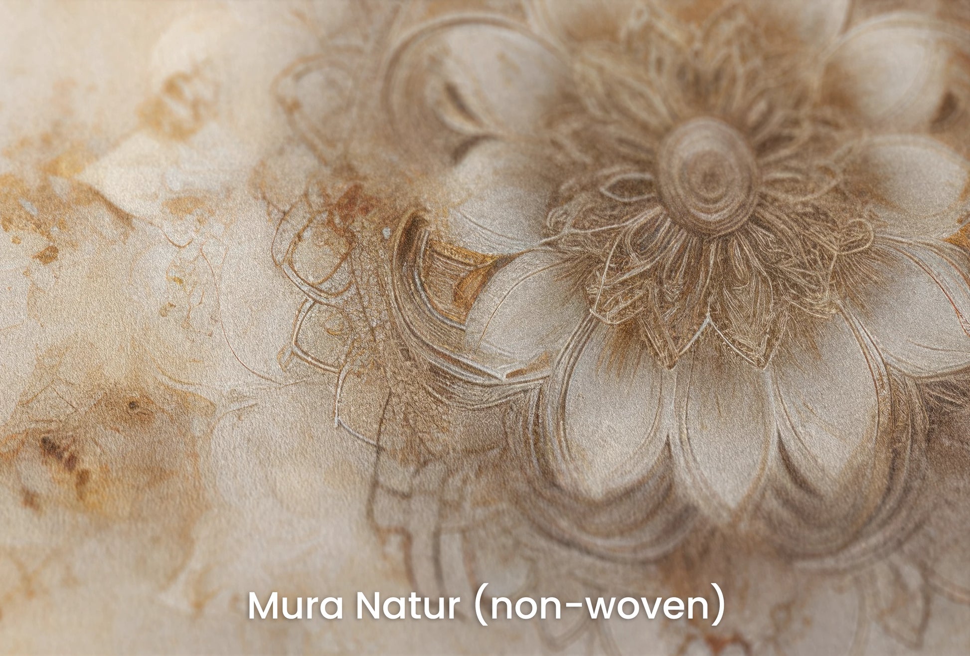 Zbliżenie na artystyczną fototapetę o nazwie Golden Bloom na podłożu Mura Natur (non-woven) - naturalne i ekologiczne podłoże.