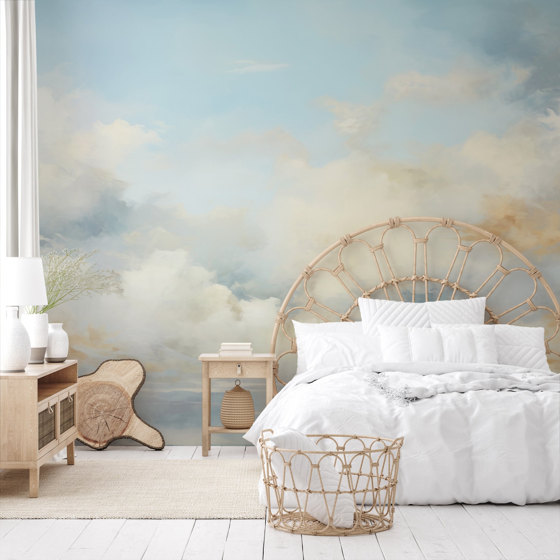Wzór fototapety o nazwie AURORAL DREAMS CANVAS pokazanej w kontekście pomieszczenia.