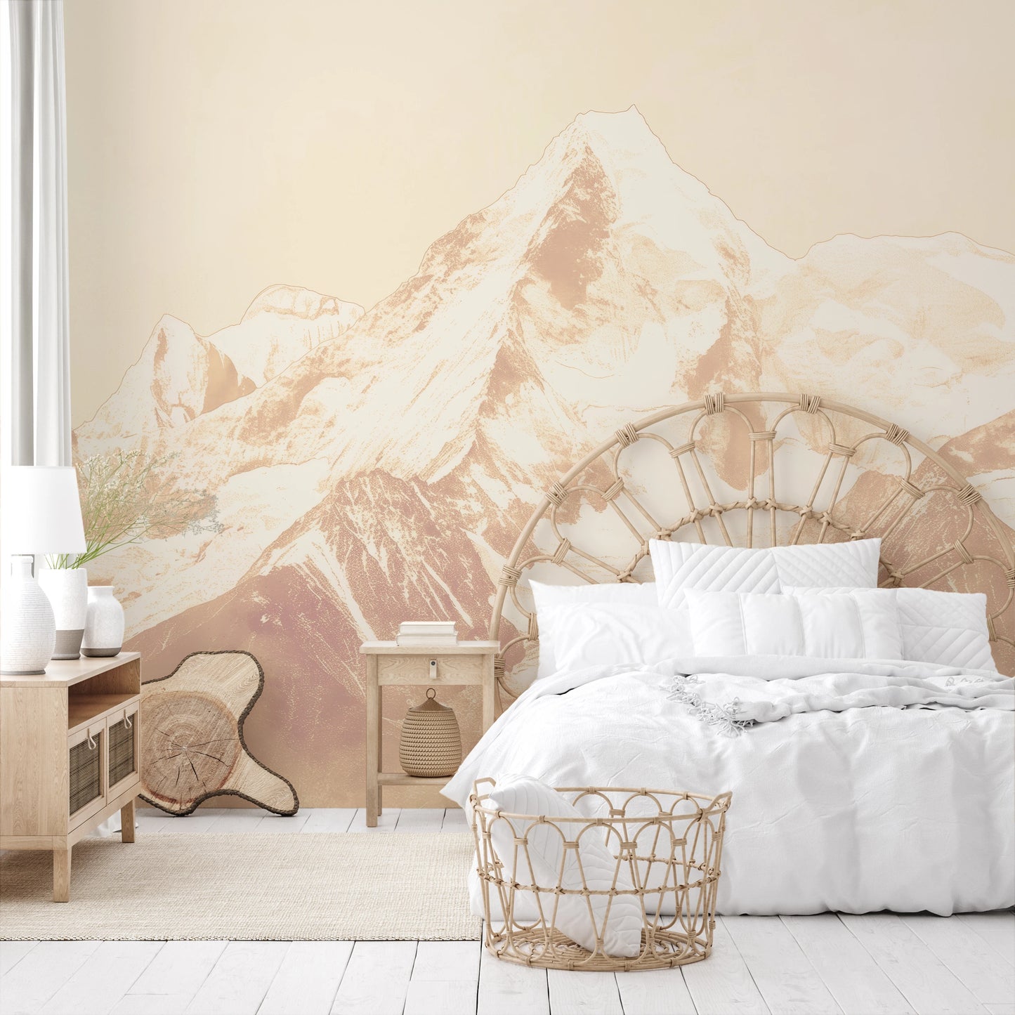 Fototapeta artystyczna o nazwie Sepia Summit #2 pokazana w aranżacji wnętrza.