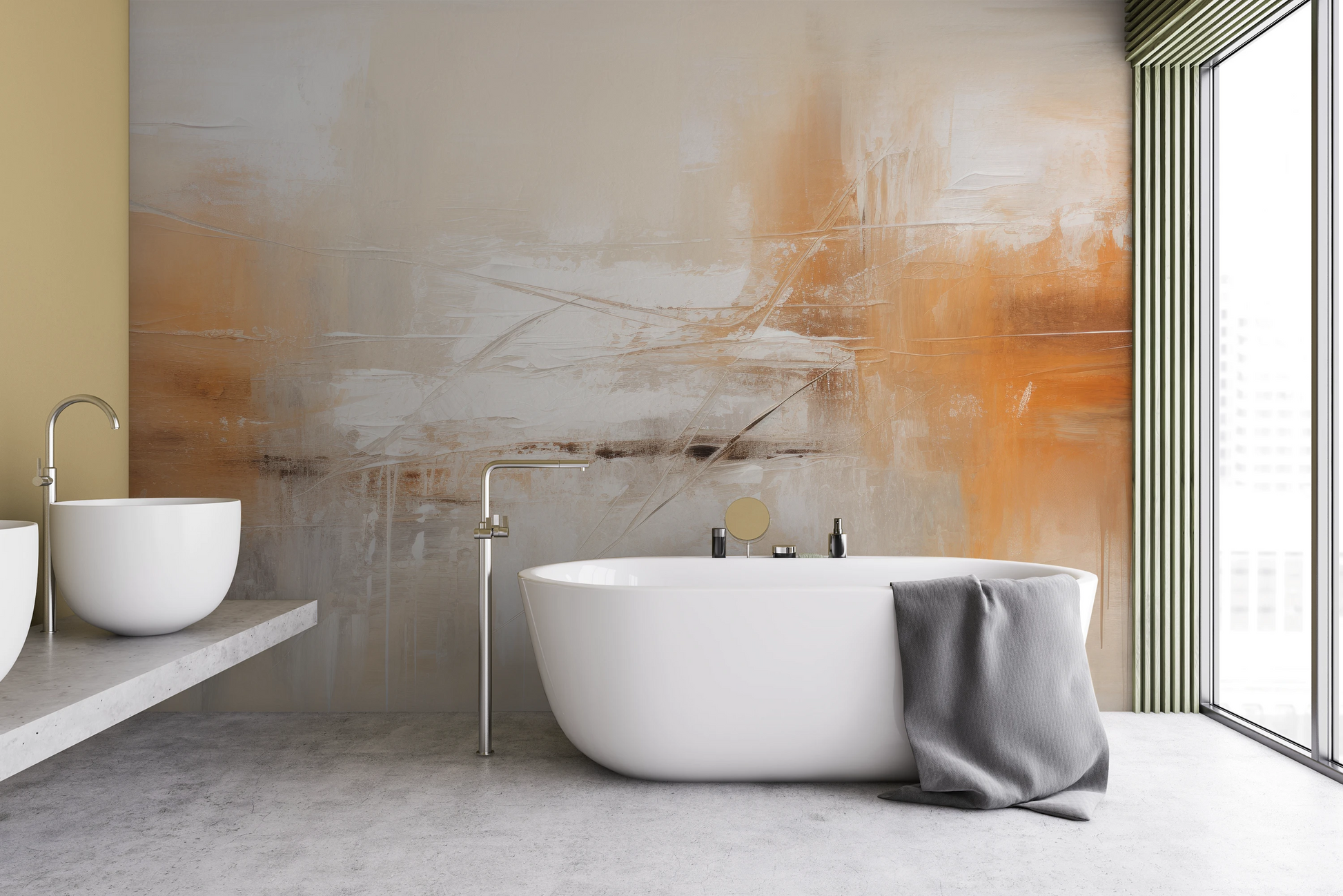 Wzór fototapety artystycznej o nazwie Dynamic Calm pokazanej w aranżacji wnętrza.