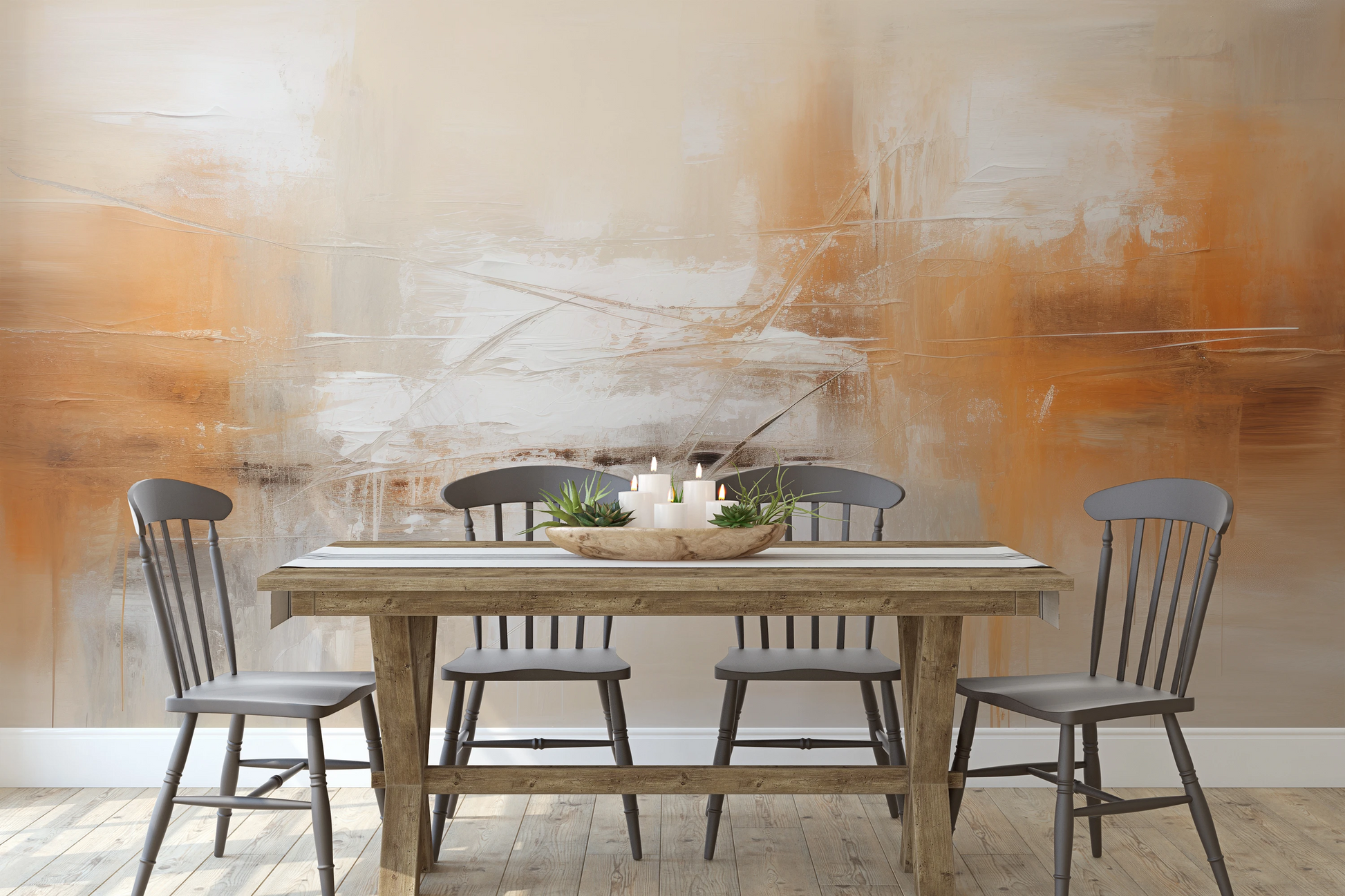 Fototapeta artystyczna o nazwie Dynamic Calm pokazana w aranżacji wnętrza.