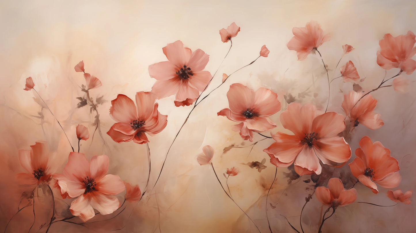 Prezentacja całego wzoru fototapety o nazwie Coral Poppies
