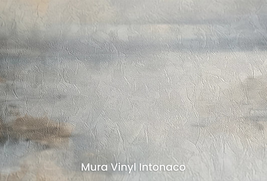 Zbliżenie na artystyczną fototapetę o nazwie Spokojny Brzask na podłożu Mura Vinyl Intonaco - struktura tartego tynku.