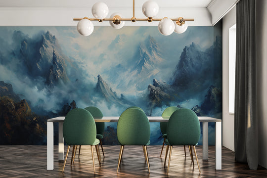 Wzór fototapety artystycznej o nazwie Stormy Ascent pokazanej w aranżacji wnętrza.