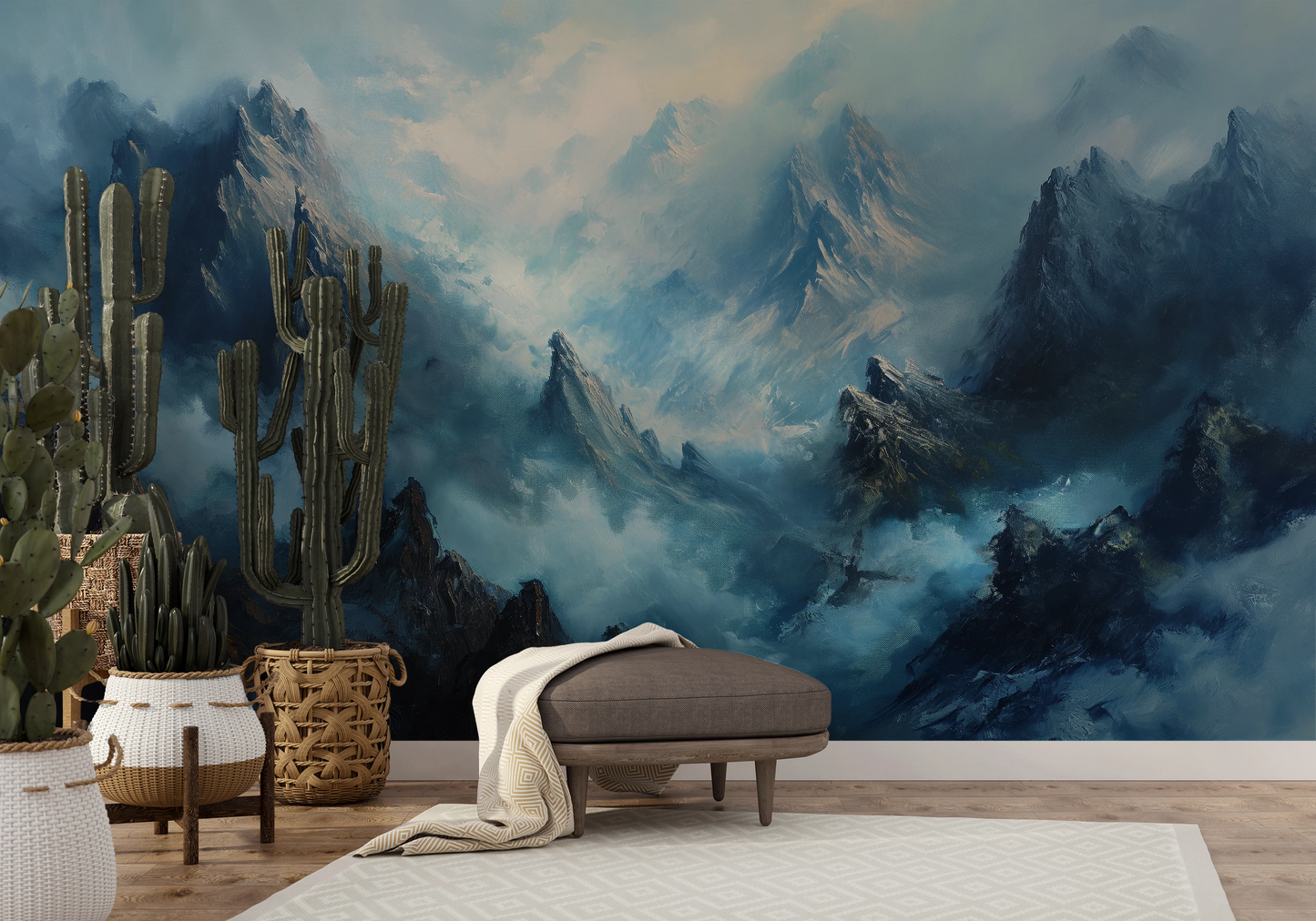 Fototapeta artystyczna o nazwie Stormy Ascent pokazana w aranżacji wnętrza.