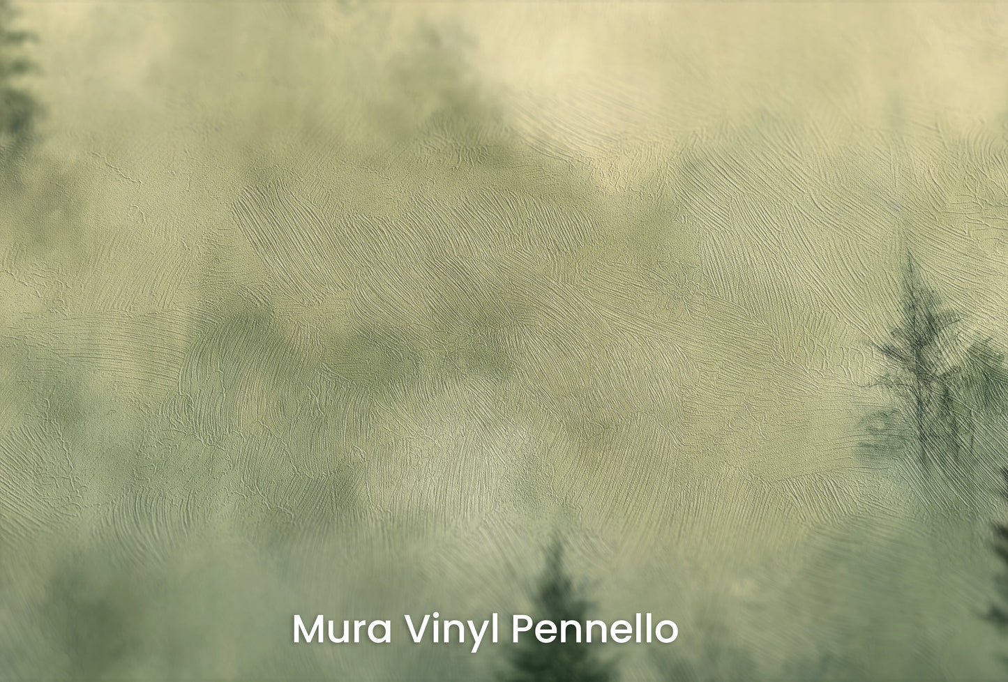 Zbliżenie na artystyczną fototapetę o nazwie Tajemniczy Las na podłożu Mura Vinyl Pennello - faktura pociągnięć pędzla malarskiego.