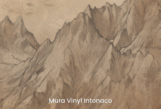 Zbliżenie na artystyczną fototapetę o nazwie Ancient Peaks na podłożu Mura Vinyl Intonaco - struktura tartego tynku.