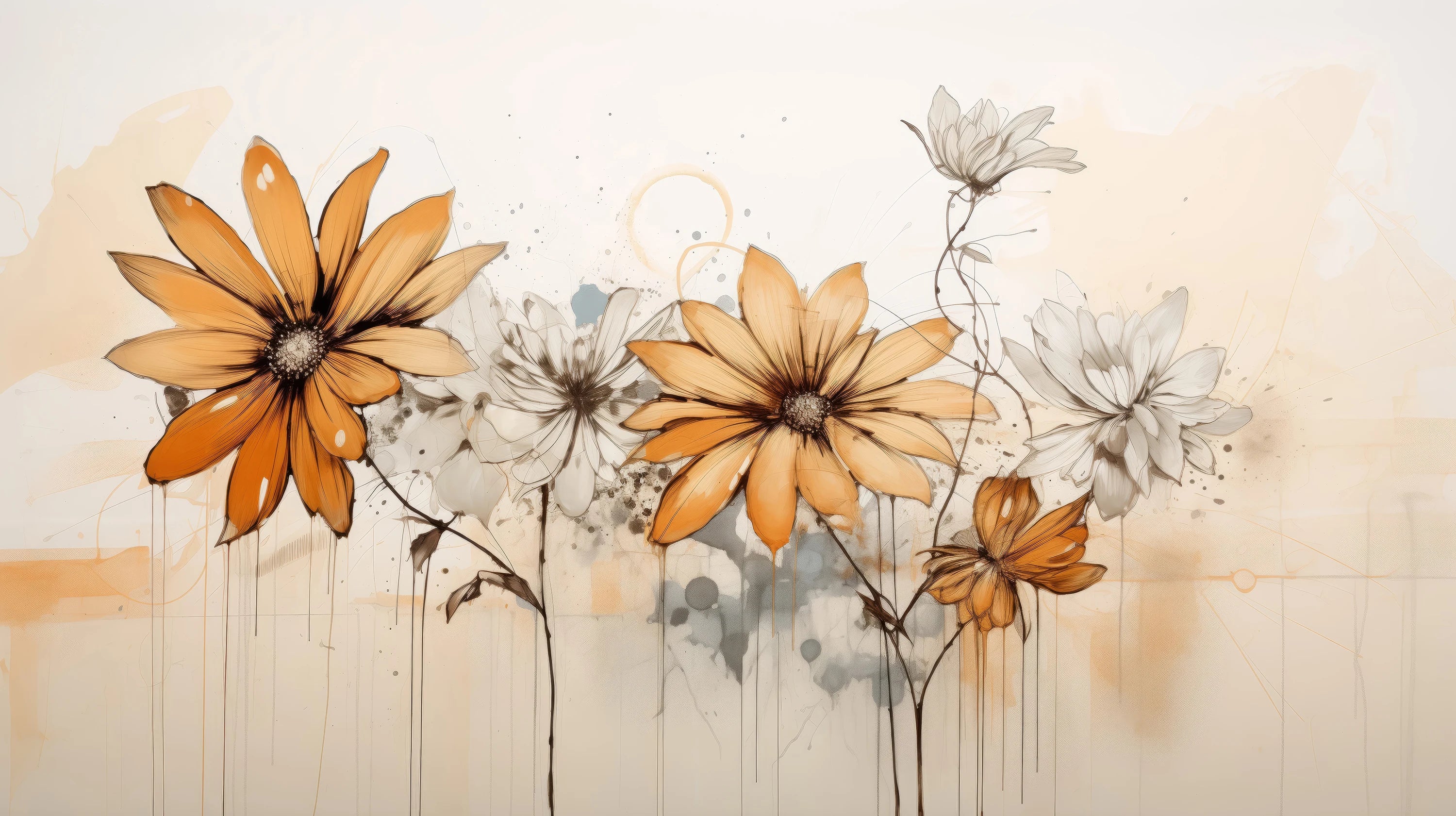 Mustervorschau: Prezentacja całego wzoru fototapety o nazwie Abstract Florals