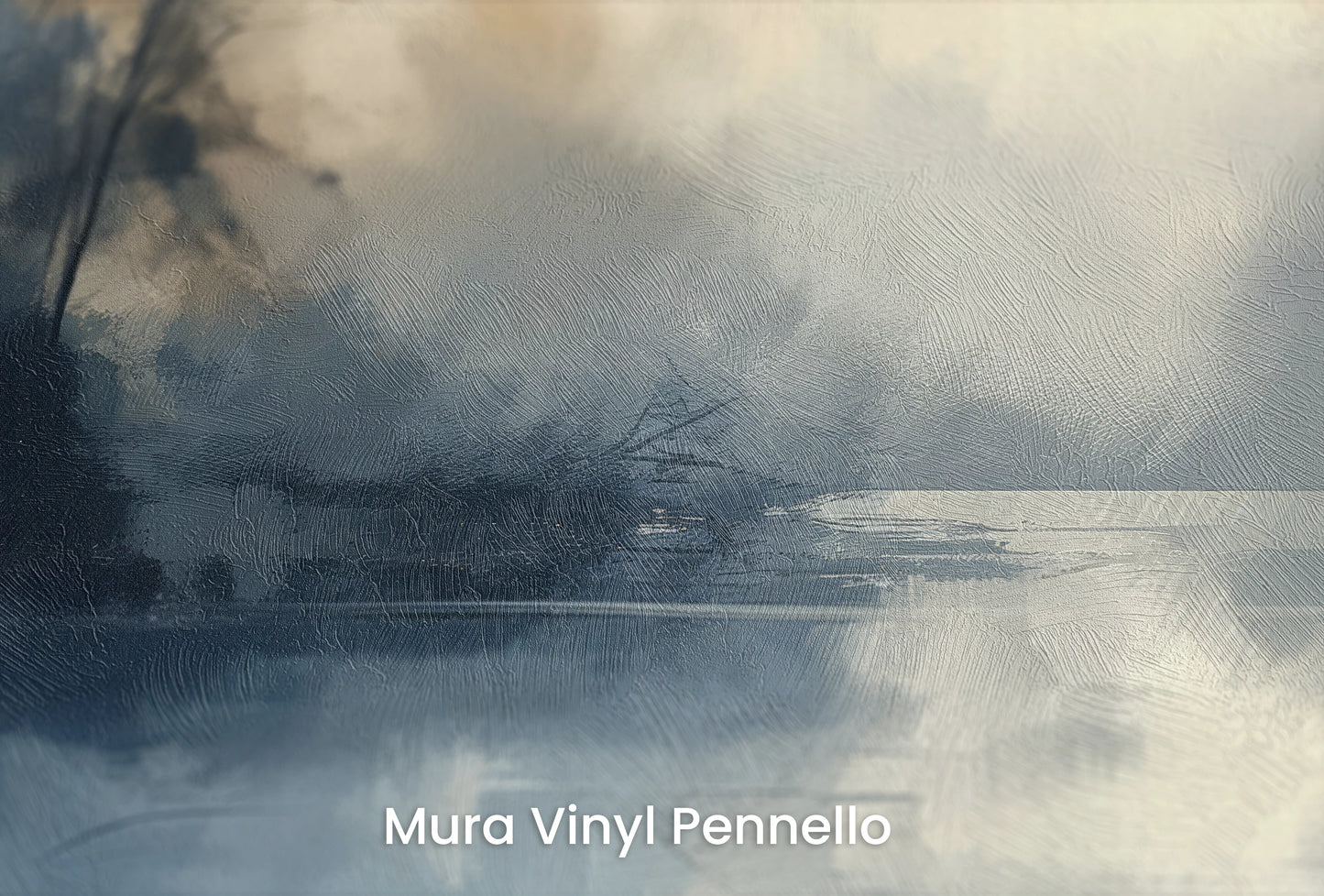 Zbliżenie na artystyczną fototapetę o nazwie Odbicie Spokoju na podłożu Mura Vinyl Pennello - faktura pociągnięć pędzla malarskiego.