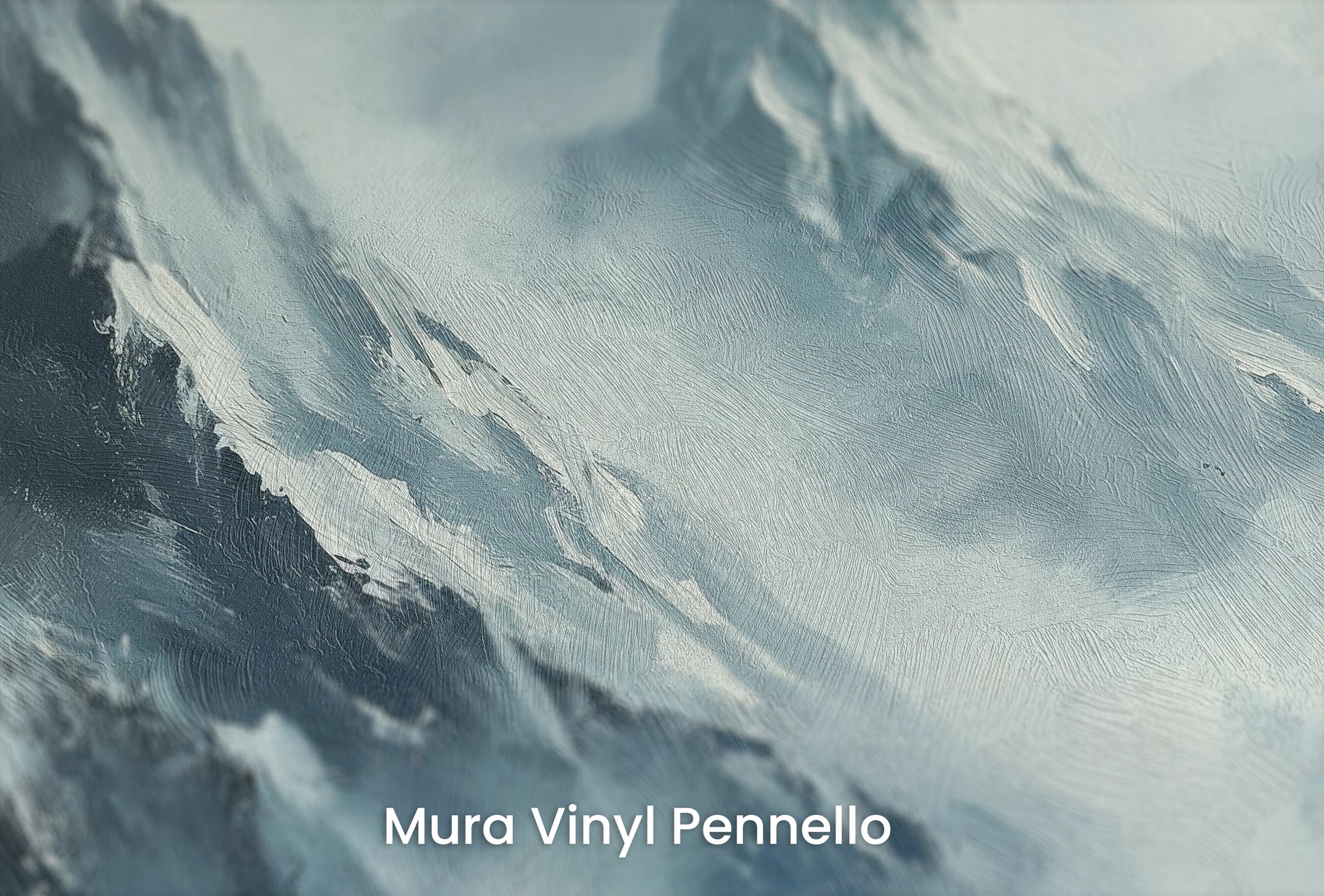 Zbliżenie na artystyczną fototapetę o nazwie Frostbound Majesty na podłożu Mura Vinyl Pennello - faktura pociągnięć pędzla malarskiego.