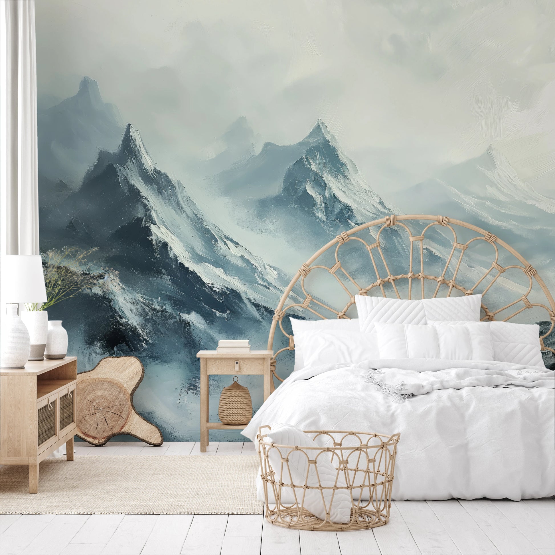 Fototapeta malowana o nazwie Frostbound Majesty pokazana w aranżacji wnętrza.