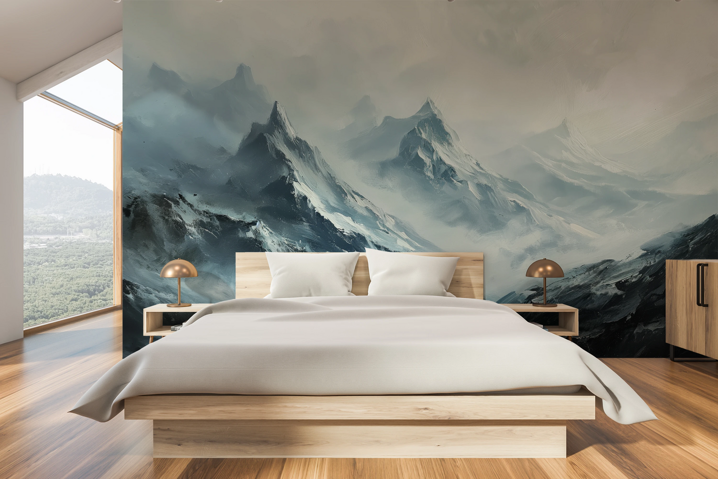 Wzór fototapety o nazwie Frostbound Majesty pokazanej w kontekście pomieszczenia.