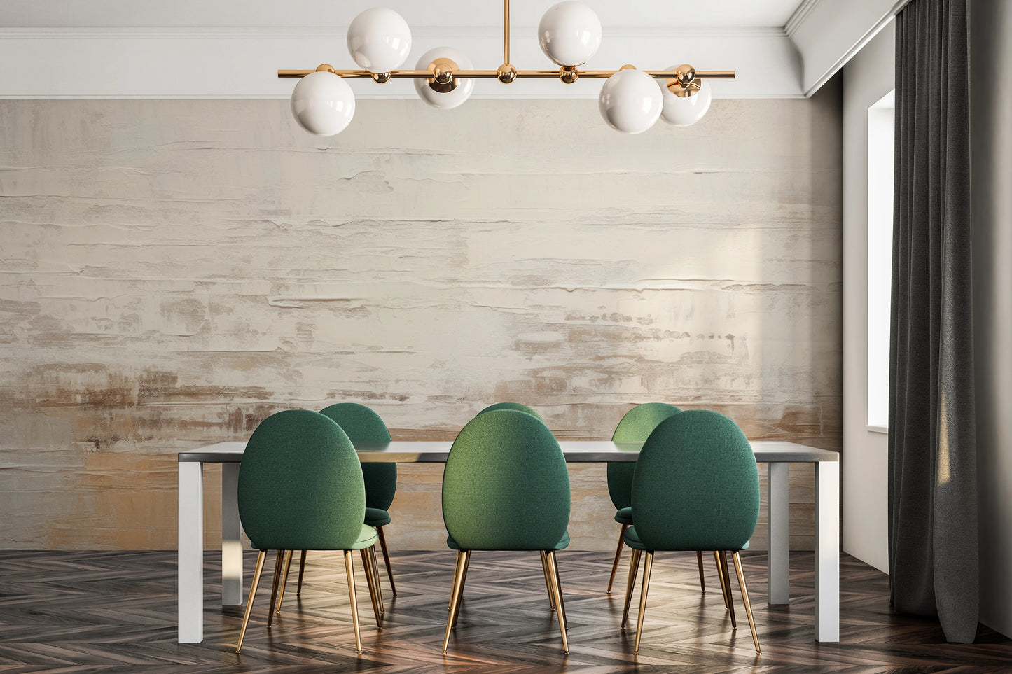 Wzór fototapety artystycznej o nazwie Neutral Fluidity pokazanej w aranżacji wnętrza.