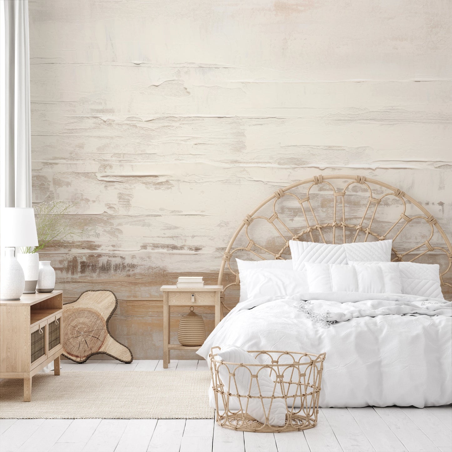 Wzór fototapety o nazwie Neutral Fluidity pokazanej w kontekście pomieszczenia.