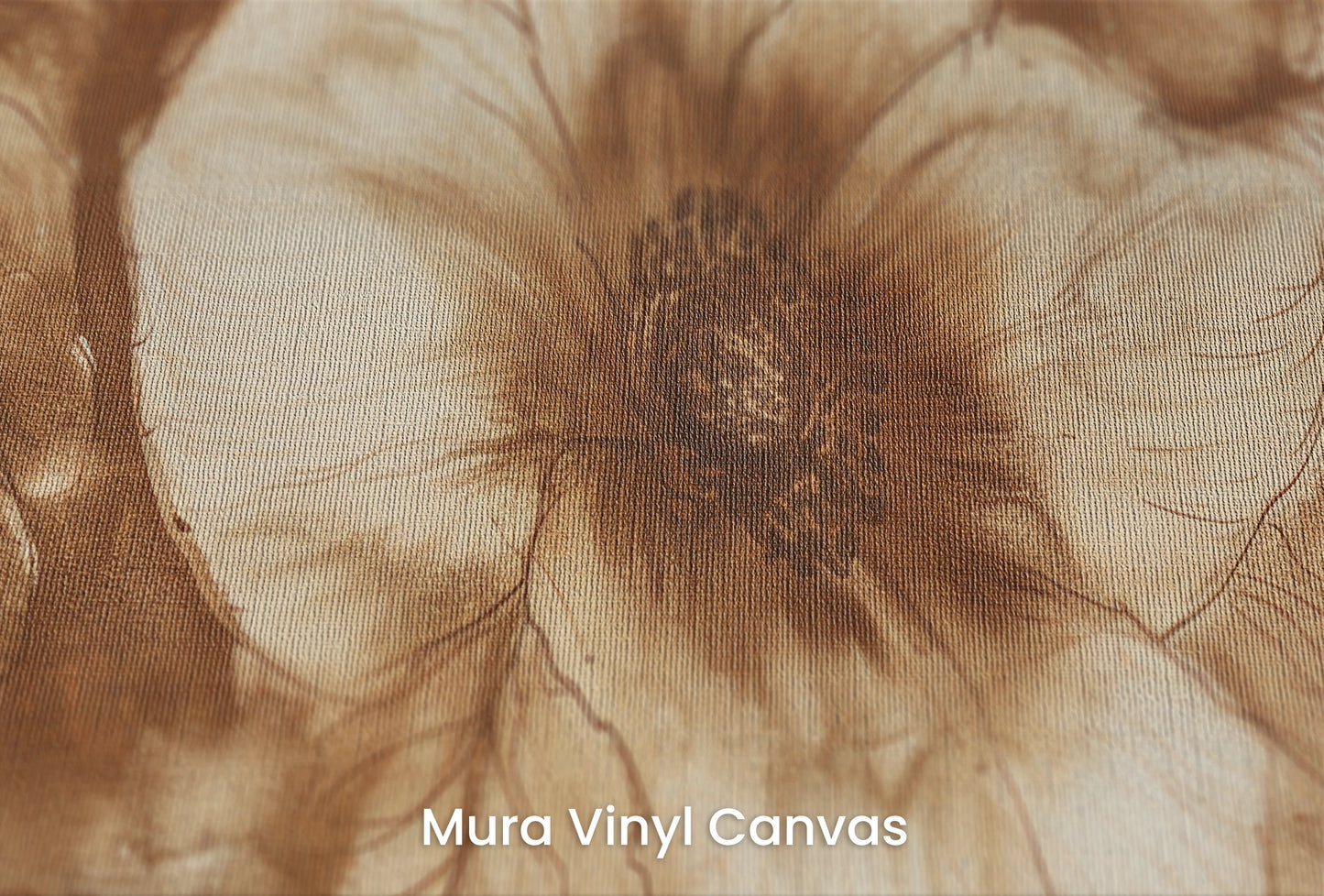 Zbliżenie na artystyczną fototapetę o nazwie Sepia Anemones na podłożu Mura Vinyl Canvas - faktura naturalnego płótna.
