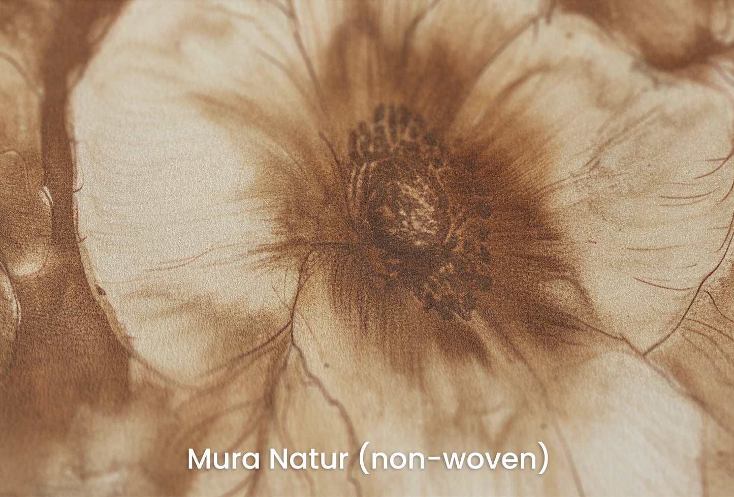 Zbliżenie na artystyczną fototapetę o nazwie Sepia Anemones na podłożu Mura Natur (non-woven) - naturalne i ekologiczne podłoże.