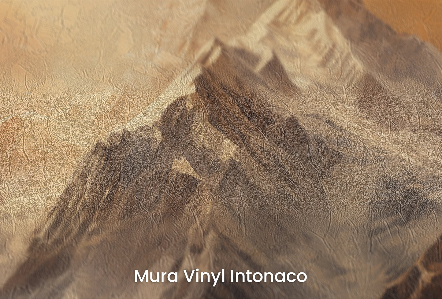 Zbliżenie na artystyczną fototapetę o nazwie Fiery Skyline na podłożu Mura Vinyl Intonaco - struktura tartego tynku.