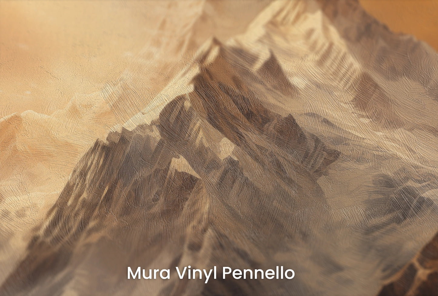 Zbliżenie na artystyczną fototapetę o nazwie Fiery Skyline na podłożu Mura Vinyl Pennello - faktura pociągnięć pędzla malarskiego.