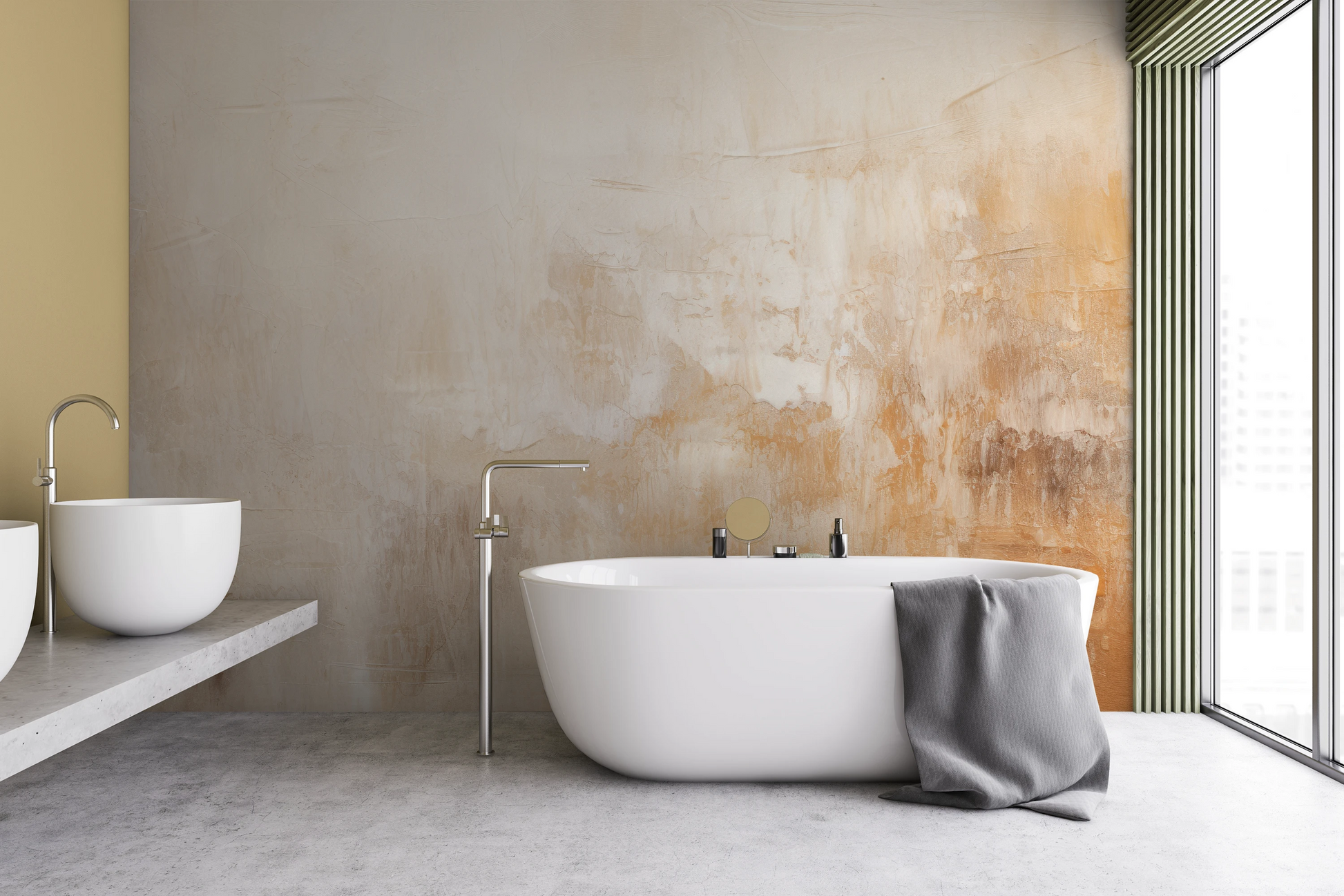 Wzór fototapety artystycznej o nazwie Creamy Canvas #2 pokazanej w aranżacji wnętrza.