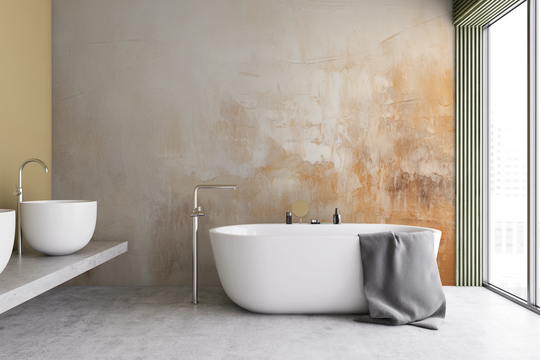 Wzór fototapety artystycznej o nazwie Creamy Canvas #2 pokazanej w aranżacji wnętrza.