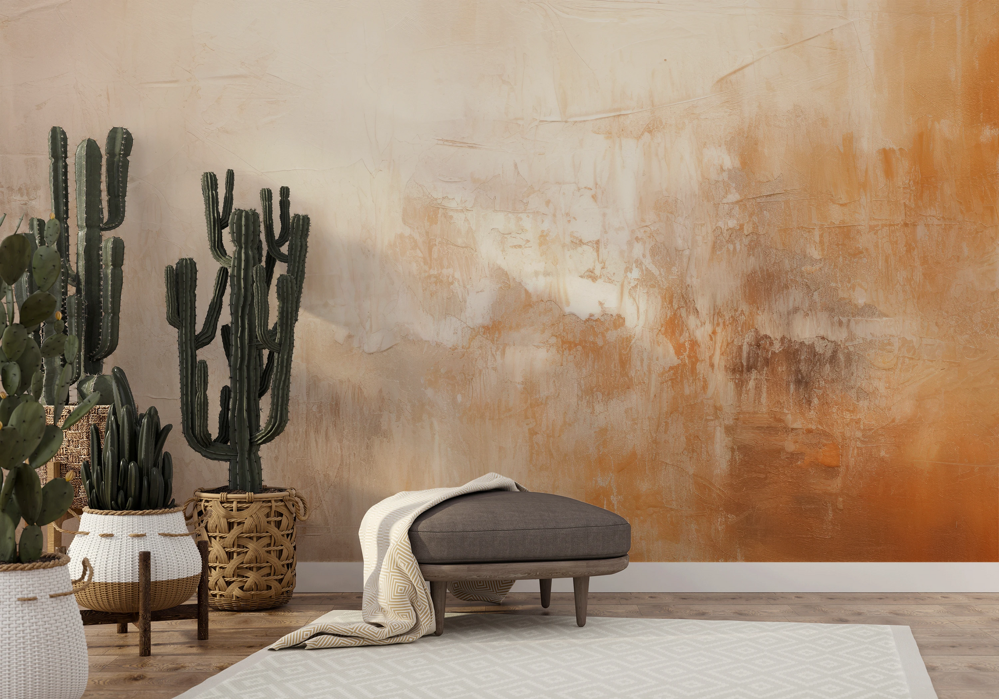 Wzór fototapety o nazwie Creamy Canvas #2 pokazanej w kontekście pomieszczenia.