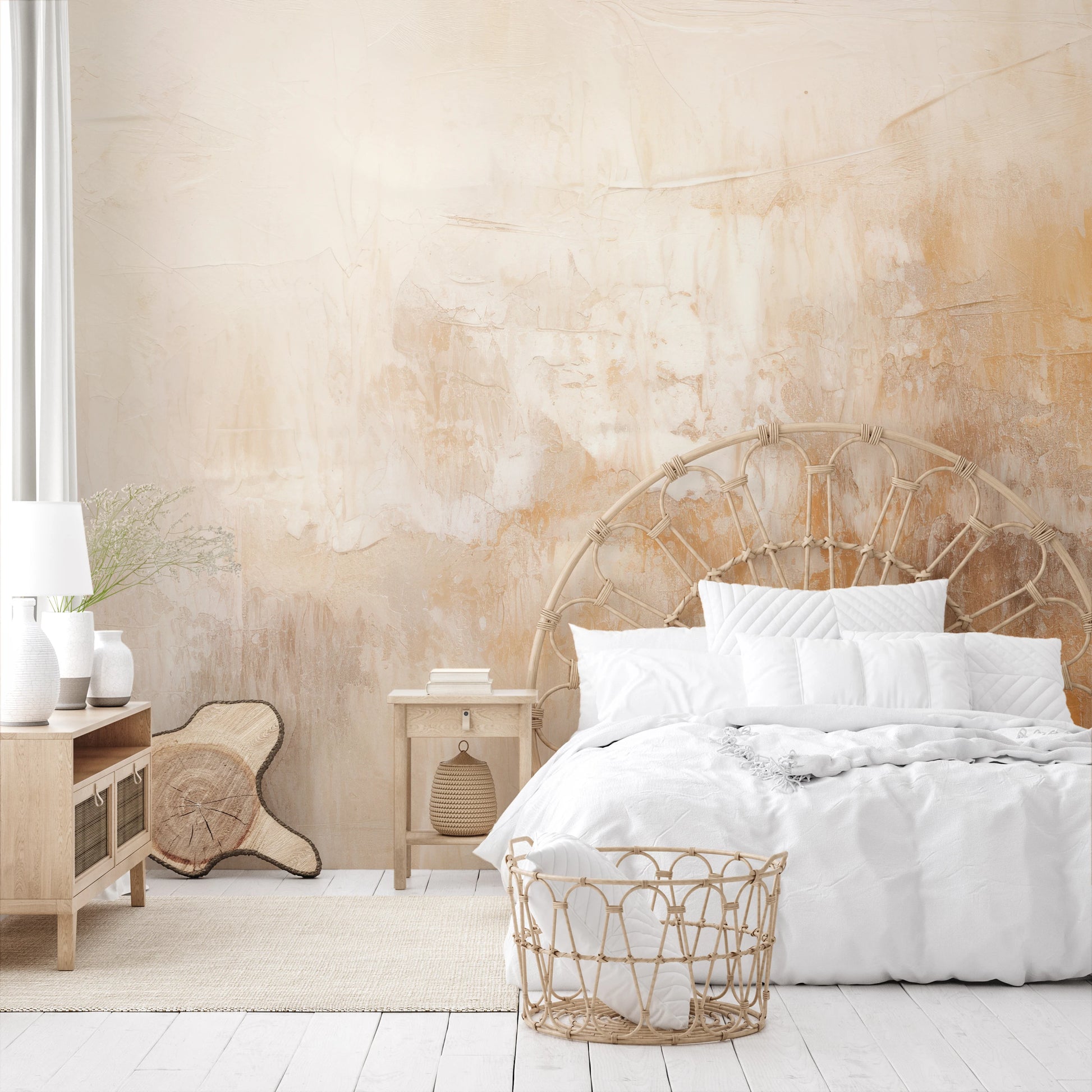 Wzór fototapety malowanej o nazwie Creamy Canvas #2 pokazanej w aranżacji wnętrza.